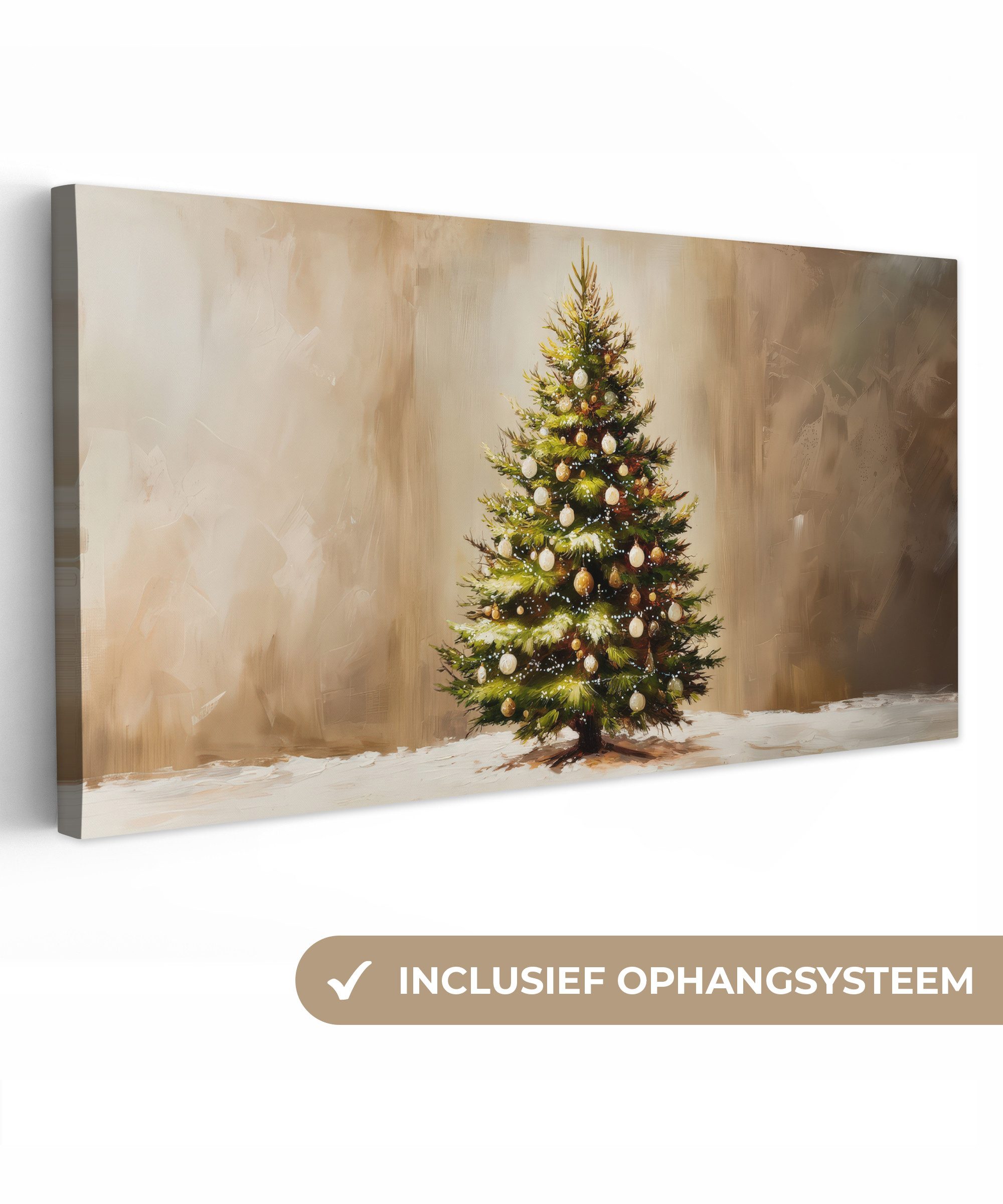 OneMillionCanvasses® Leinwandbild Panorama Weihnachten - Atmosphäre - Grün, Fotodruck (1 St), Wandbild, Deko Schlafzimmer Wohnzimmer Flur 40x20 cm