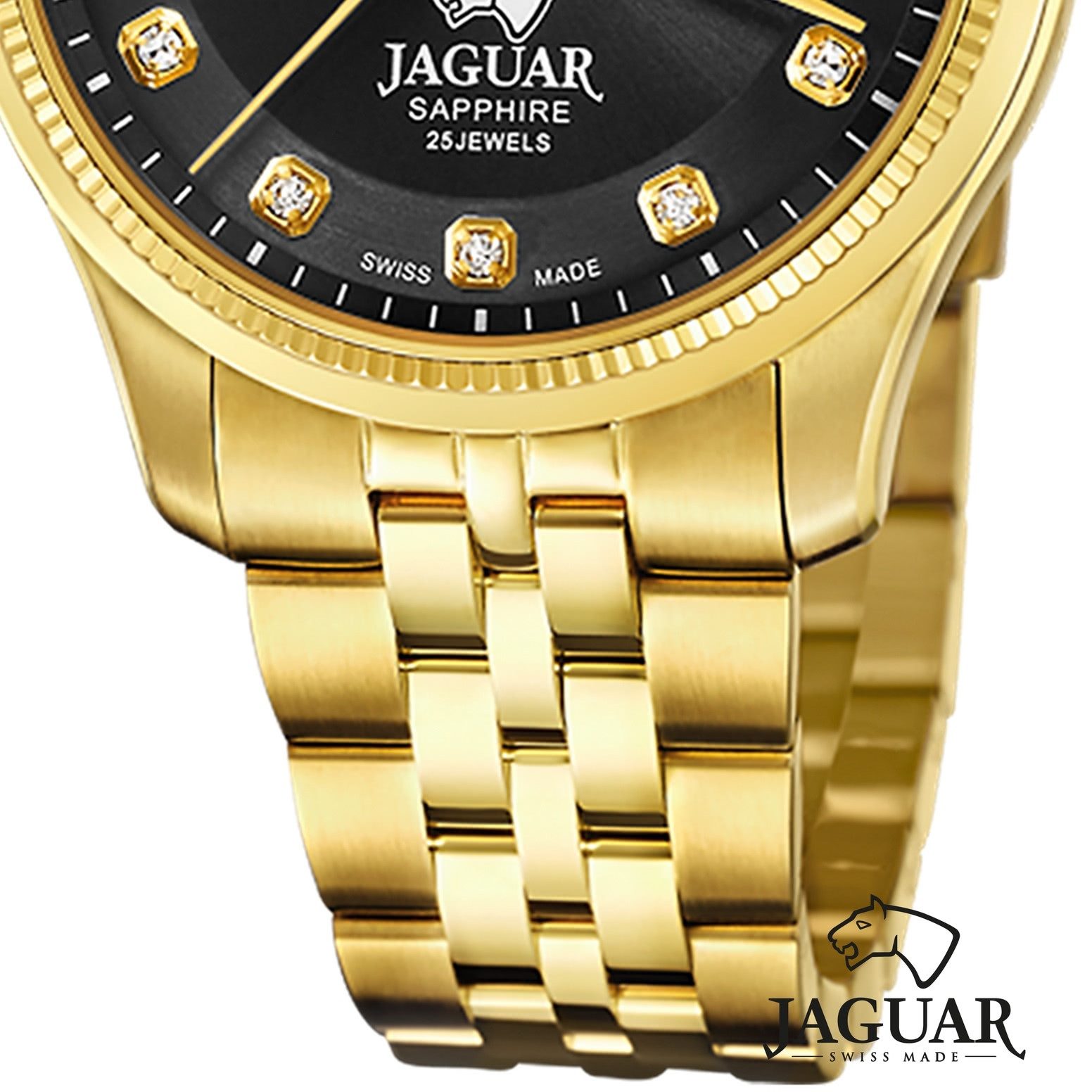 JAGUAR Automatikuhr Jaguar Damenuhr Edelstahl gold Jaguar, (Analoguhr), Damen Armbanduhr rund, Edelstahlarmband gold