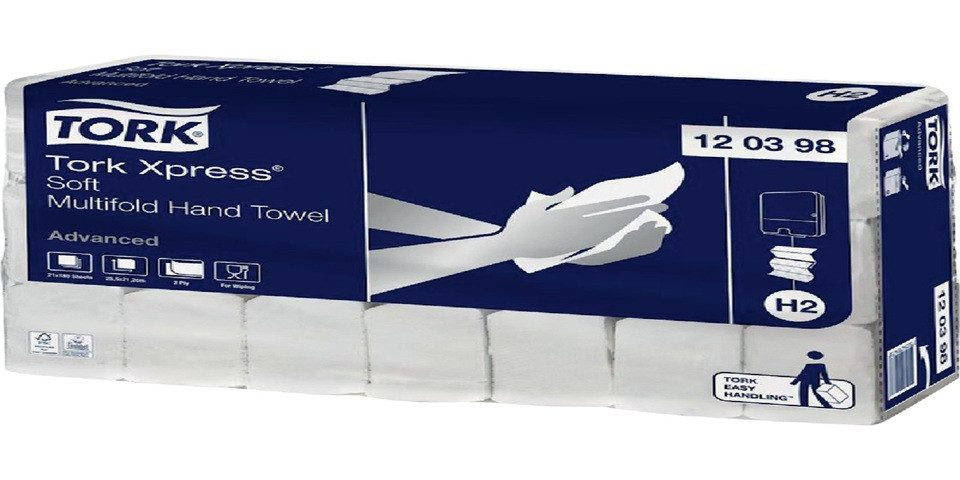 TORK Papierhandtuch TORK Xpress® Advanced, weiches Multifold Handtuch 21 x 25 cm, 2-lagig (Karton 21-St. 21 Packungen)