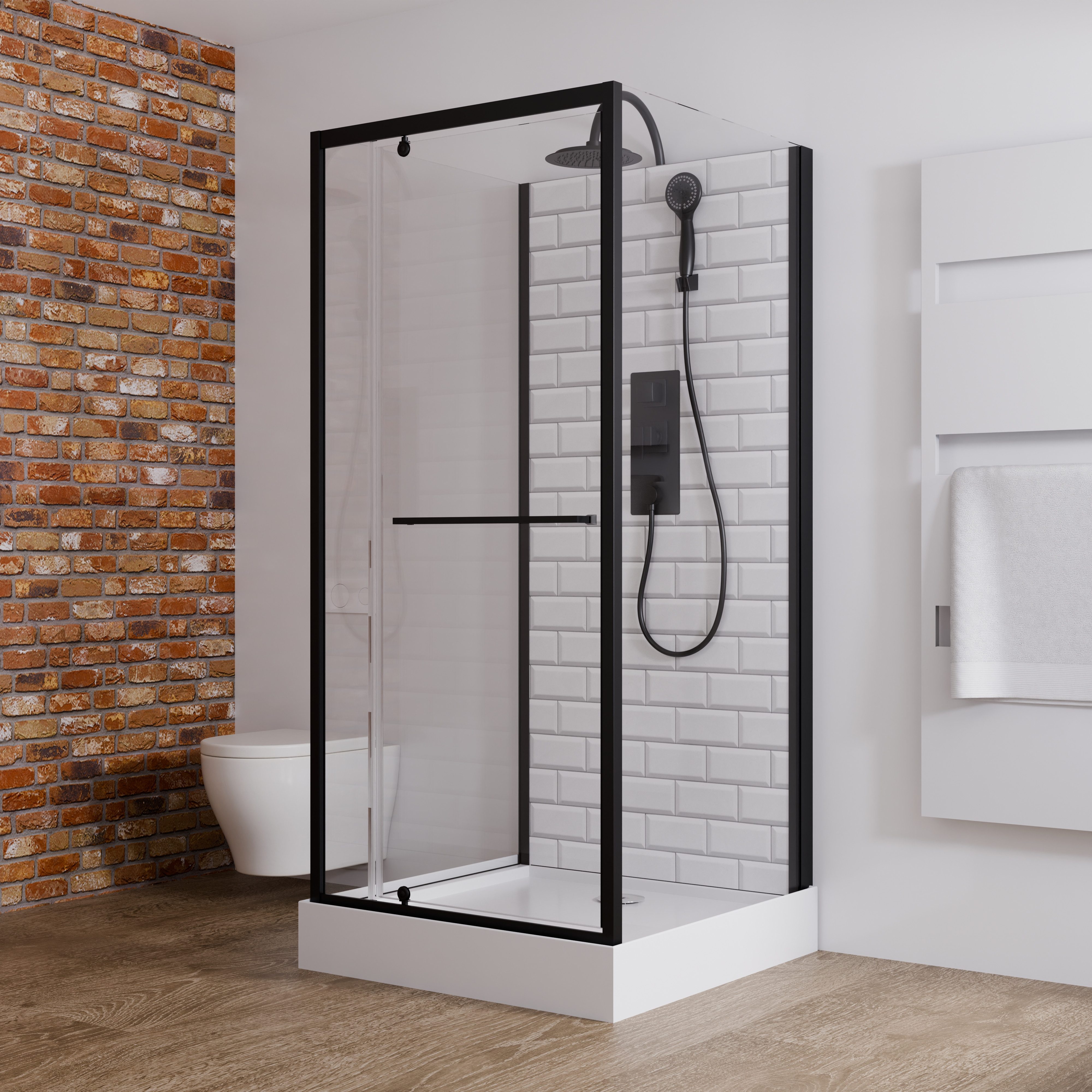 Schulte Komplettdusche Jersey, BxT: 90x90 cm, 5 mm Sicherheitsglas, Komplett-Set, inkl. Duschwanne, U-Form, Drehtür