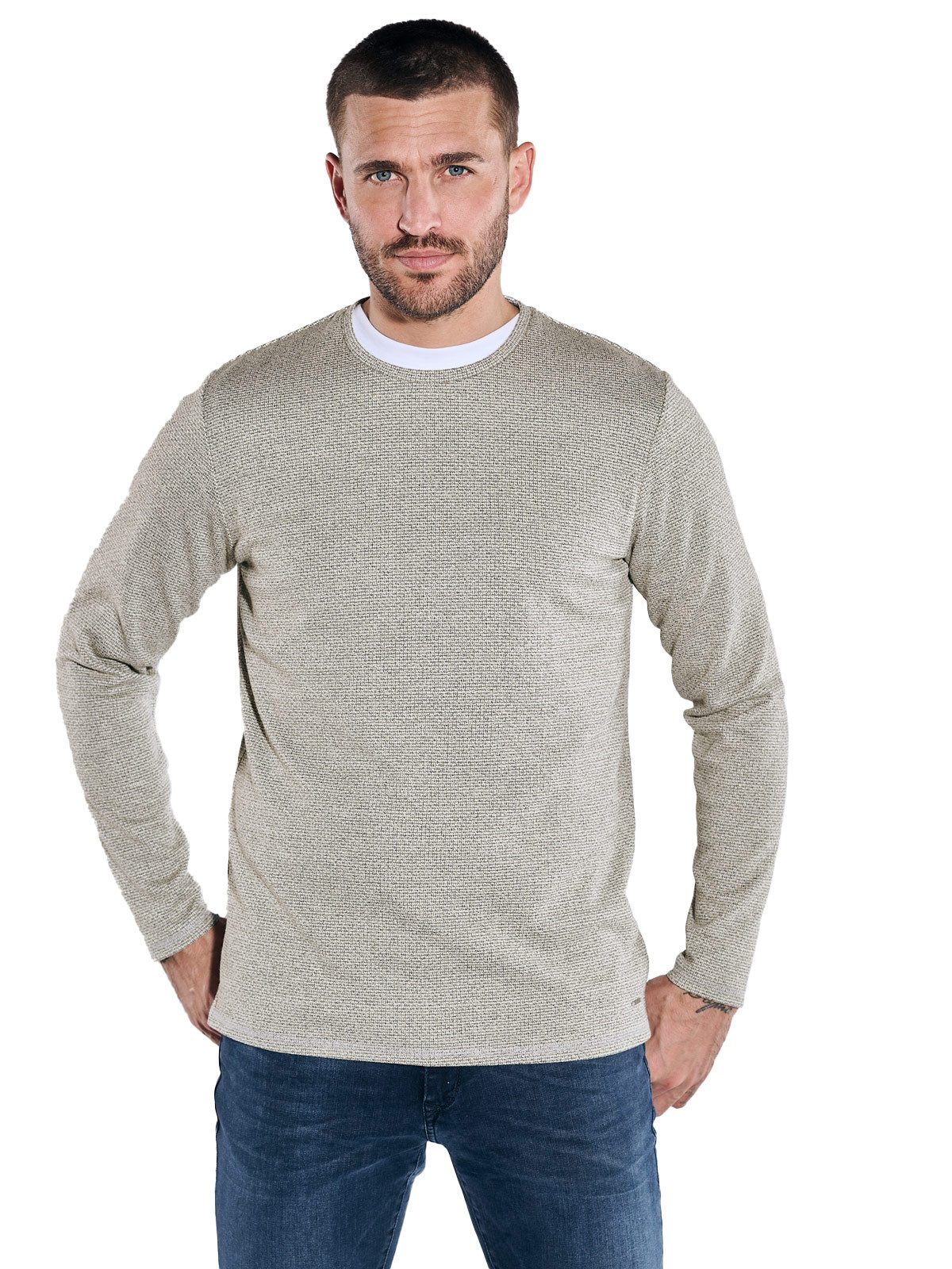 emilio adani Langarmshirt emilio adani Herren Langarm-Shirt slim fit, Beige günstig online kaufen