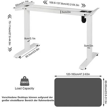Woltu Schreibtisch (1-St), Elektrisch höhenverstellbar Tischgestell mit Motor