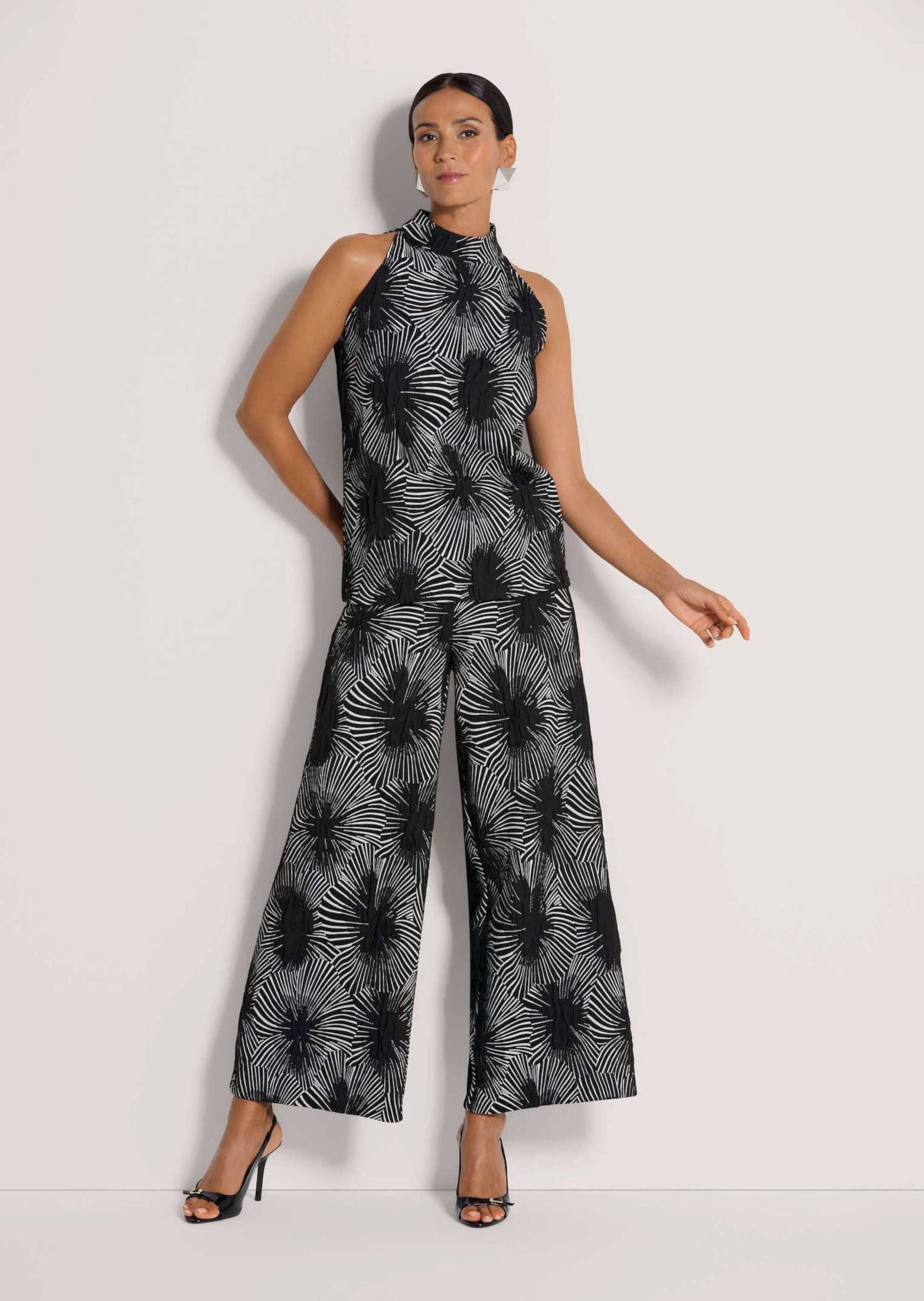 MADELEINE Kurzarmshirt Print-Neckholder mit Stehkragen und gerader Form Ärmelloses Top mit Strukturprint, mit Elasthan-Anteil