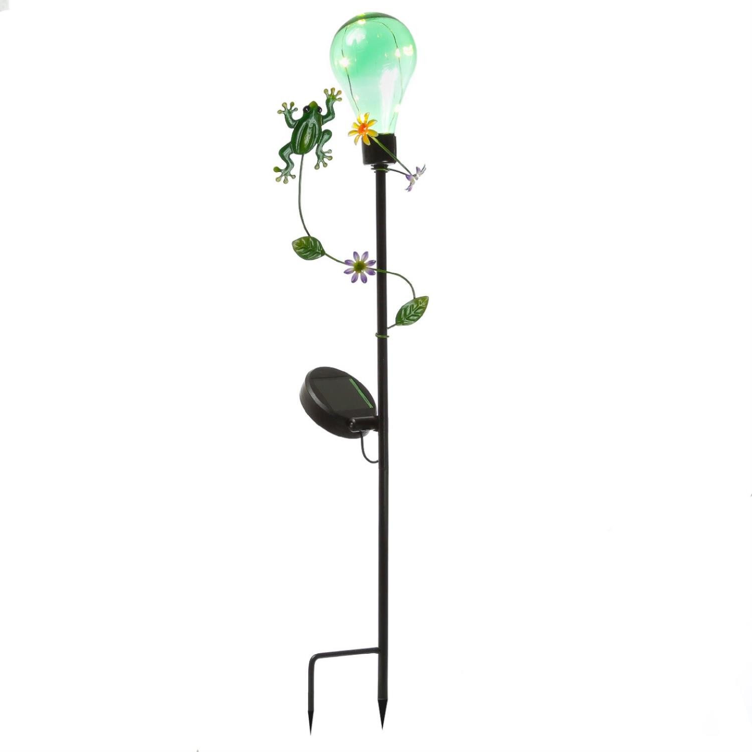 LED Solarleuchte LED Solar Gartenstecker Frosch Garten Balkon Deko Erdspieß H: 84cm
