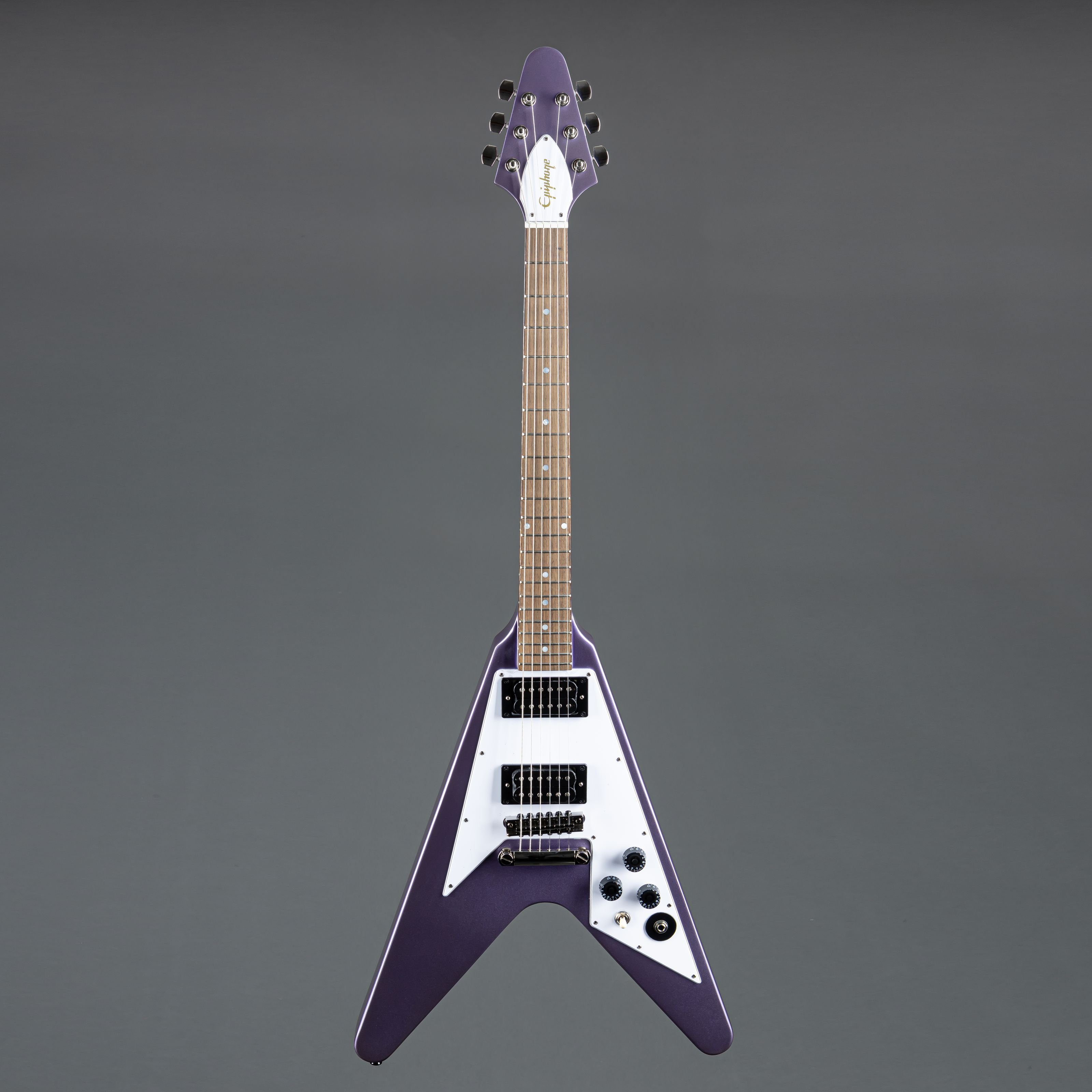 Epiphone E-Gitarre, E-Gitarren, Andere Modelle, Kirk Hammett 1979 Flying V Purple Metallic - E-Gitarre