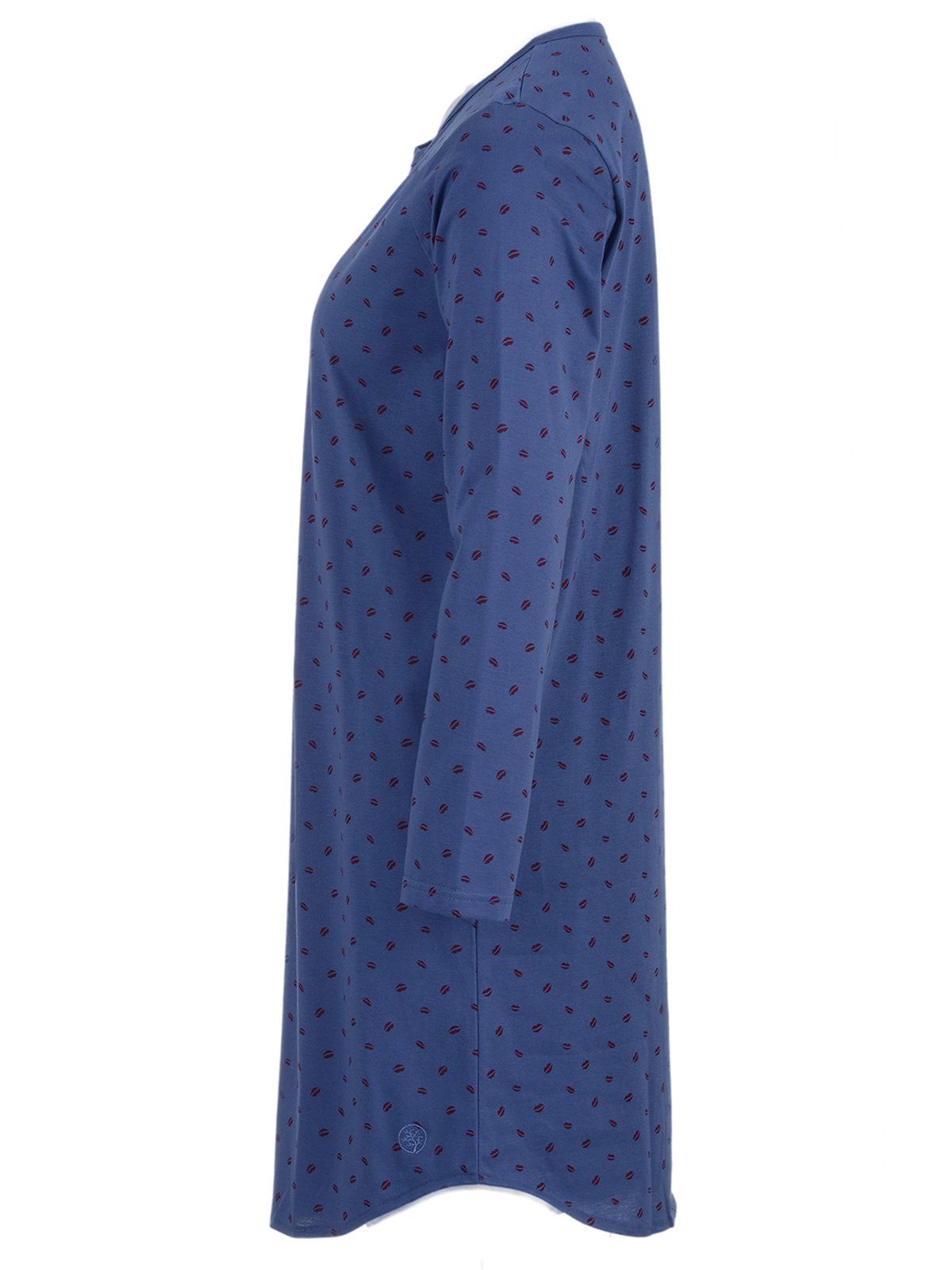 zeitlos Nachthemd Nachthemd Langarm - blau Kussmund Knöpfe