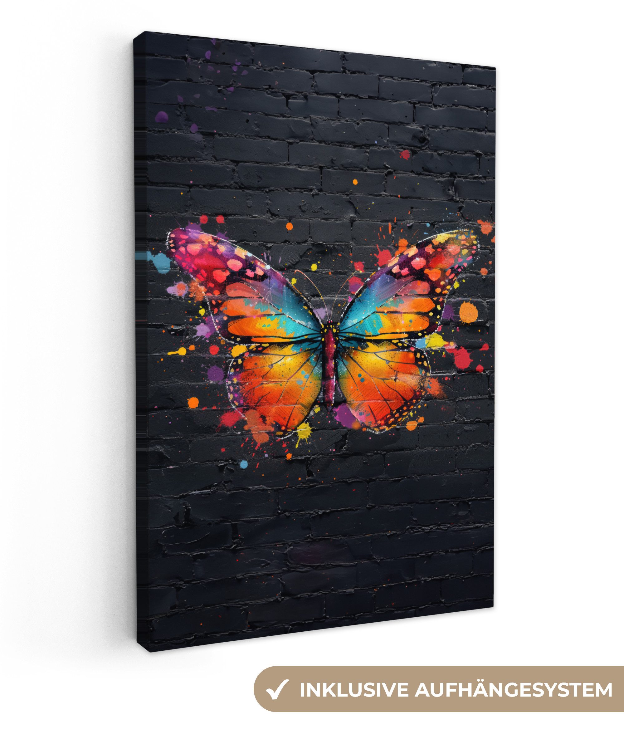OneMillionCanvasses® Leinwandbild Schmetterling - Graffiti - Neonkunst - Fa günstig online kaufen