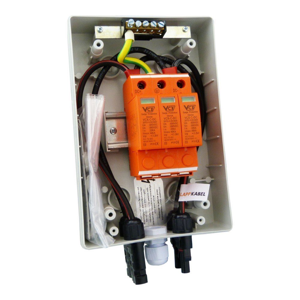 Doktorvolt Verteilerbox Solar Anschlusskasten 1000V DC 1-String Überspannungsschutz T2 PV