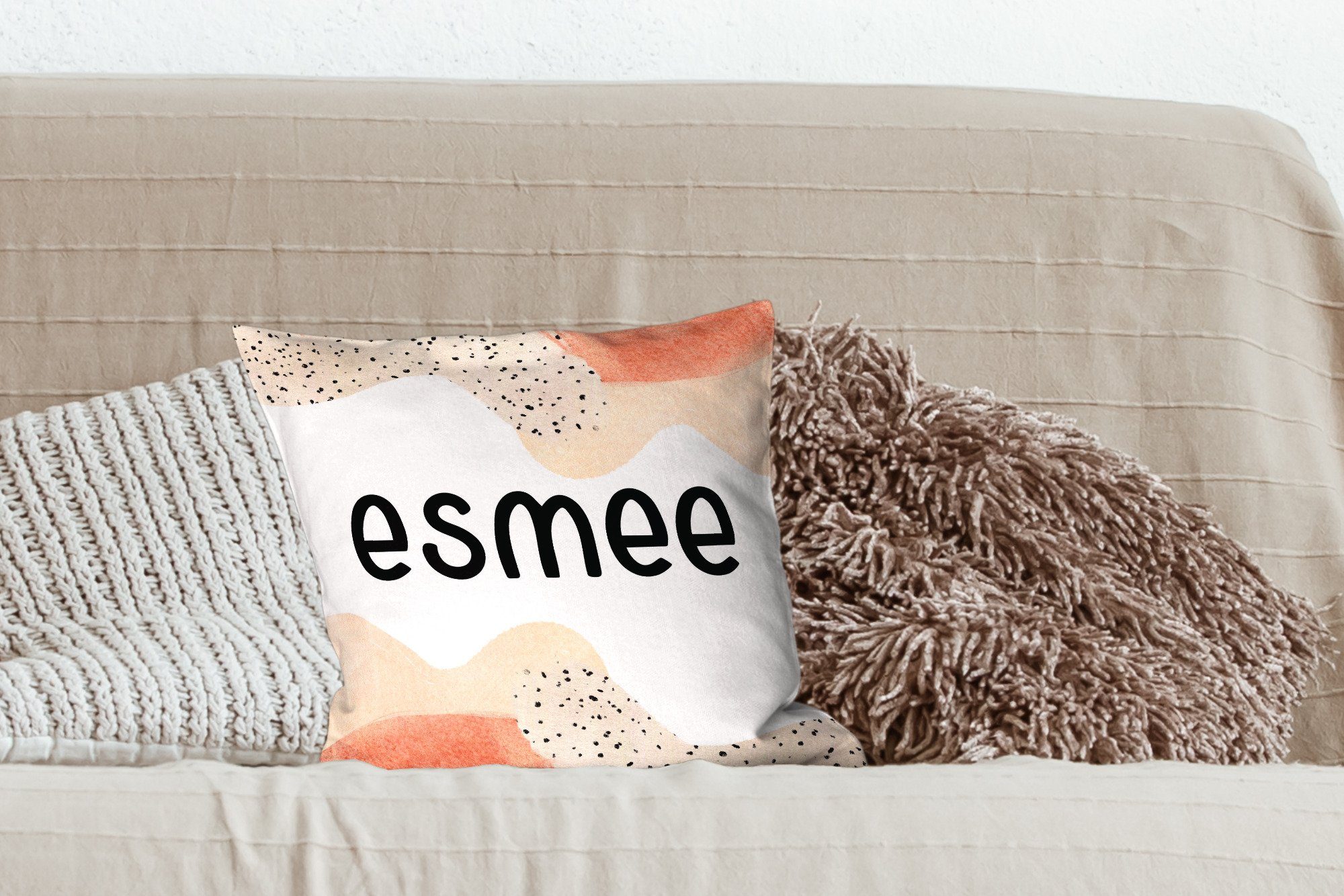 Dekokissen Schlafzimmer, Mädchen, Sofakissen Esmee für - Pastell Zierkissen Wohzimmer, MuchoWow Deko, mit - Füllung