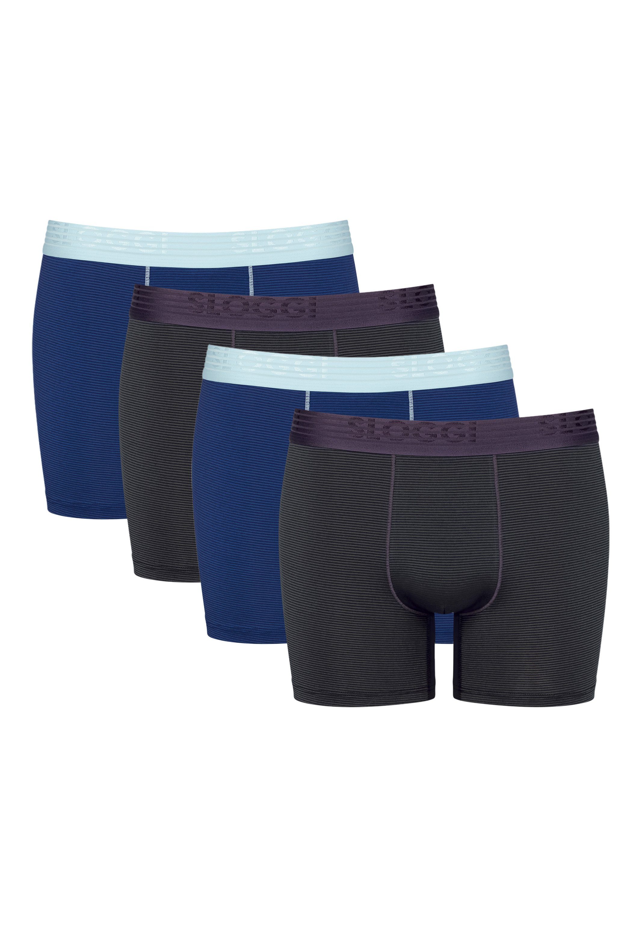 Sloggi Retro Boxer 4er Pack Ever Cool (Spar-Set, 4-St) Long Short / Pant - Baumwolle - Ohne Eingriff - Pants mit Kühl-Effekt Blue - Dark Combination