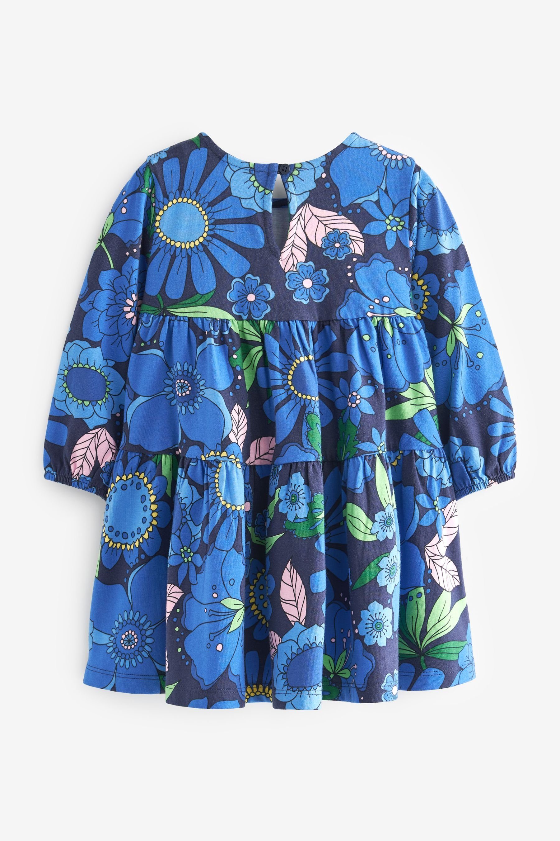 Next (1-tlg) Langärmeliges Blue Jerseykleid Jerseykleid Bright Floral