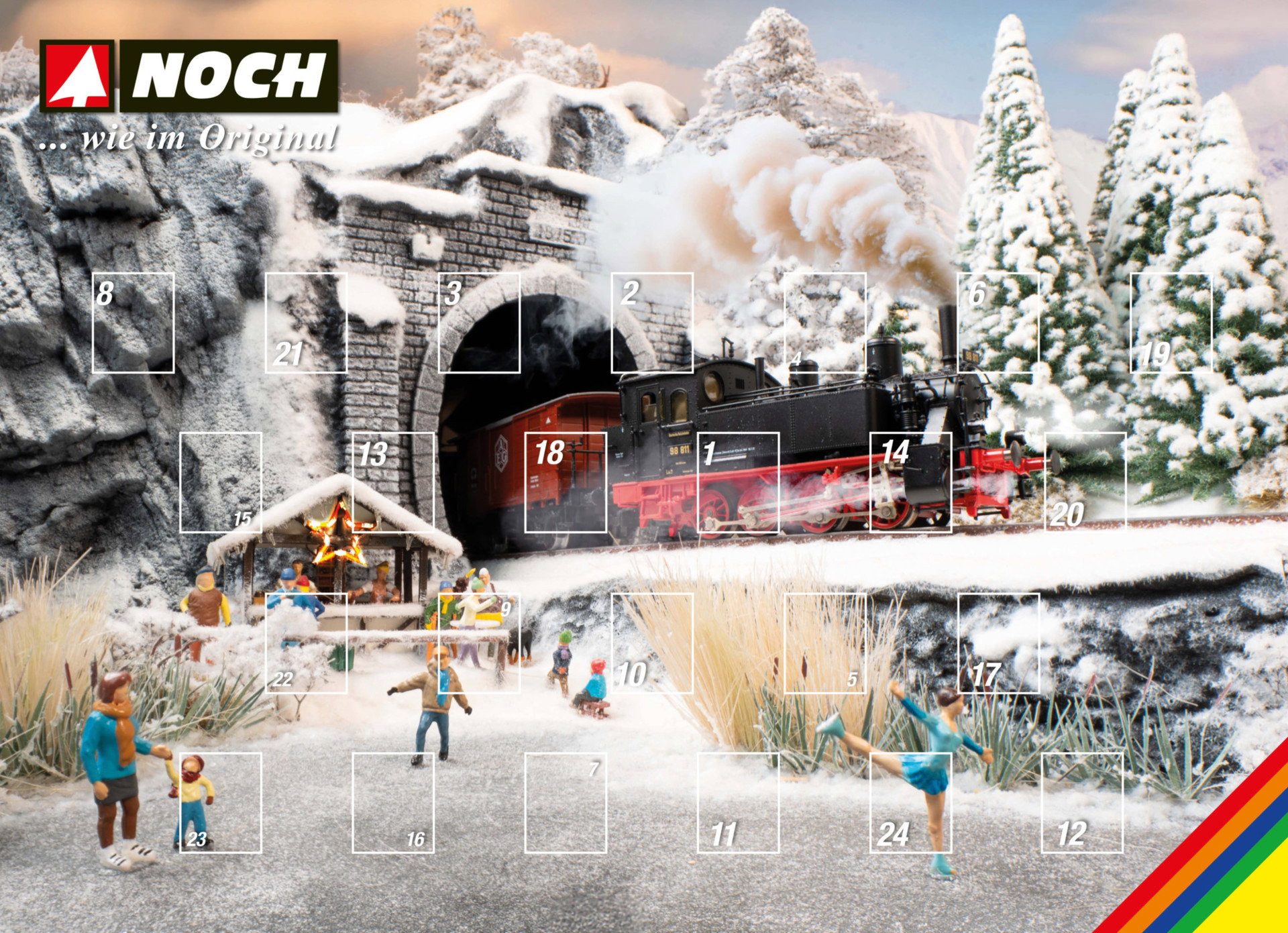 NOCH Adventskalender Handkolorierter Figuren-Adventskalender mit 24 H0