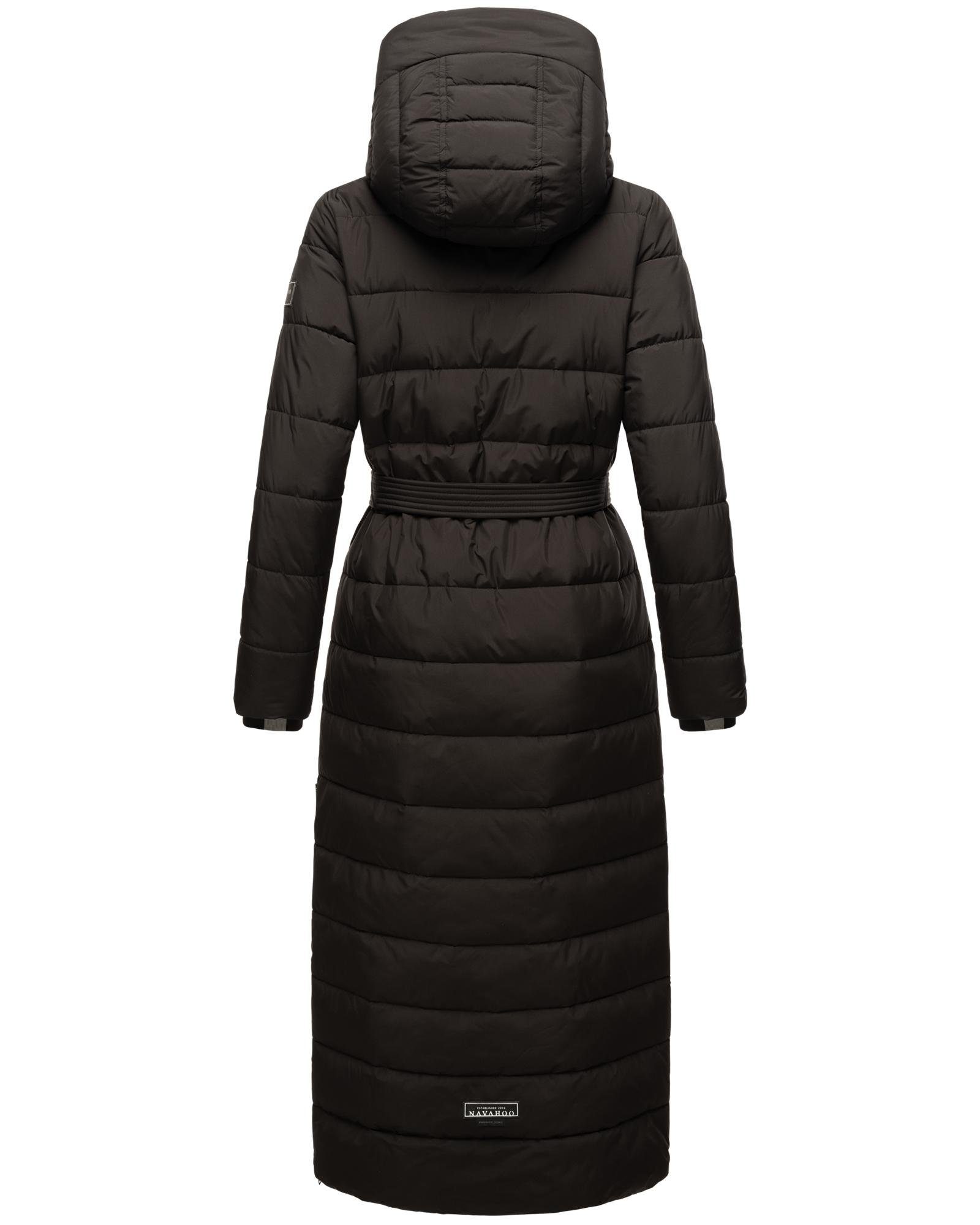 Navahoo Steppmantel Das Teil XIV extralanger Wintermantel mit abnehmbaren Kunstfellkragen