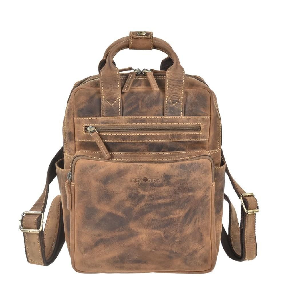 Greenburry Tagesrucksack "Vintage" Leder, Rucksack 27x31cm, kleiner Freizeitrucksack, antik braun