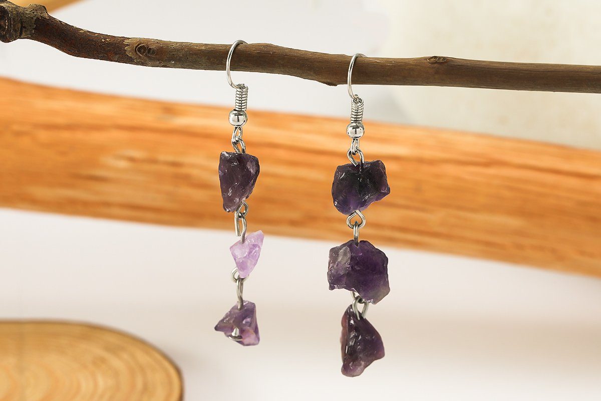 Eyecatcher Paar Ohrhaken Ohrhänger lila oder schwarze Steine Ohrringe Haken