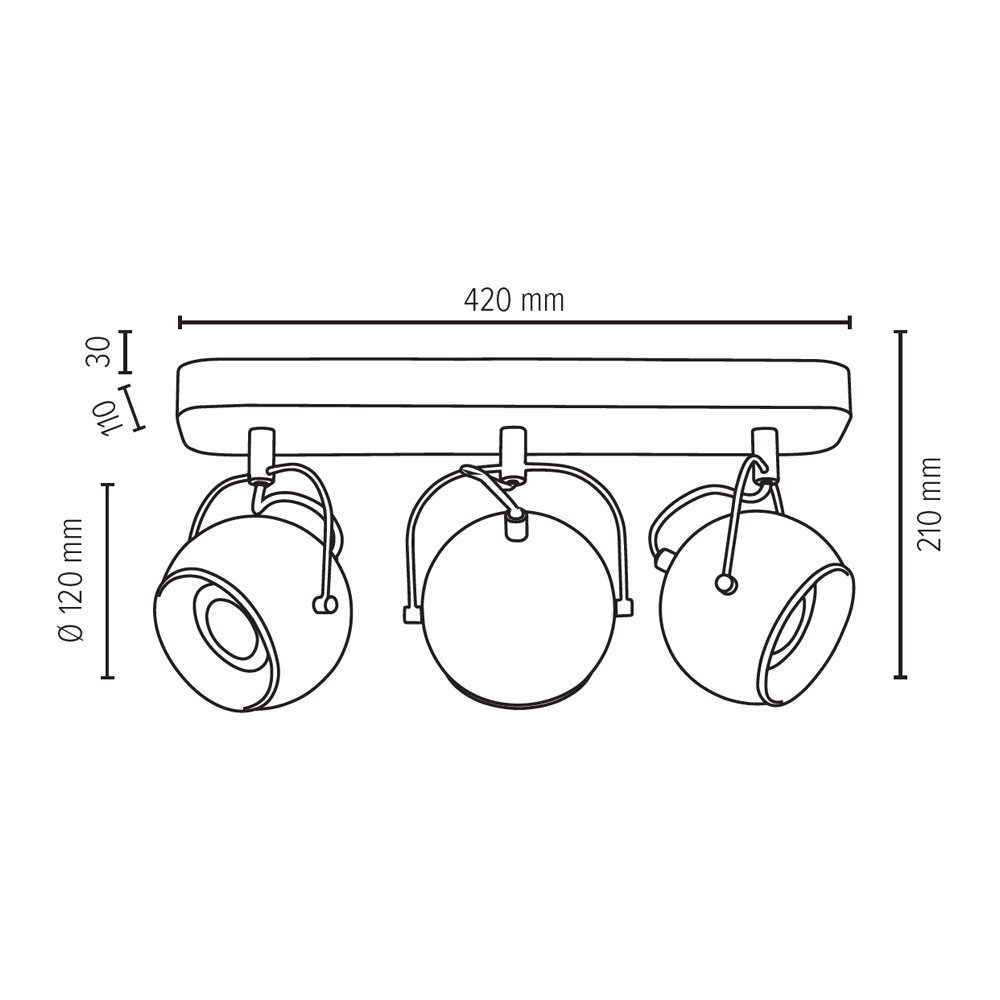 Eichenholz, aus WOOD, Warmweiß, Flexible wechselbar, Naturprodukt Inkl. Spots LED-Leuchtmittel, SPOT Light Deckenleuchte LED BALL