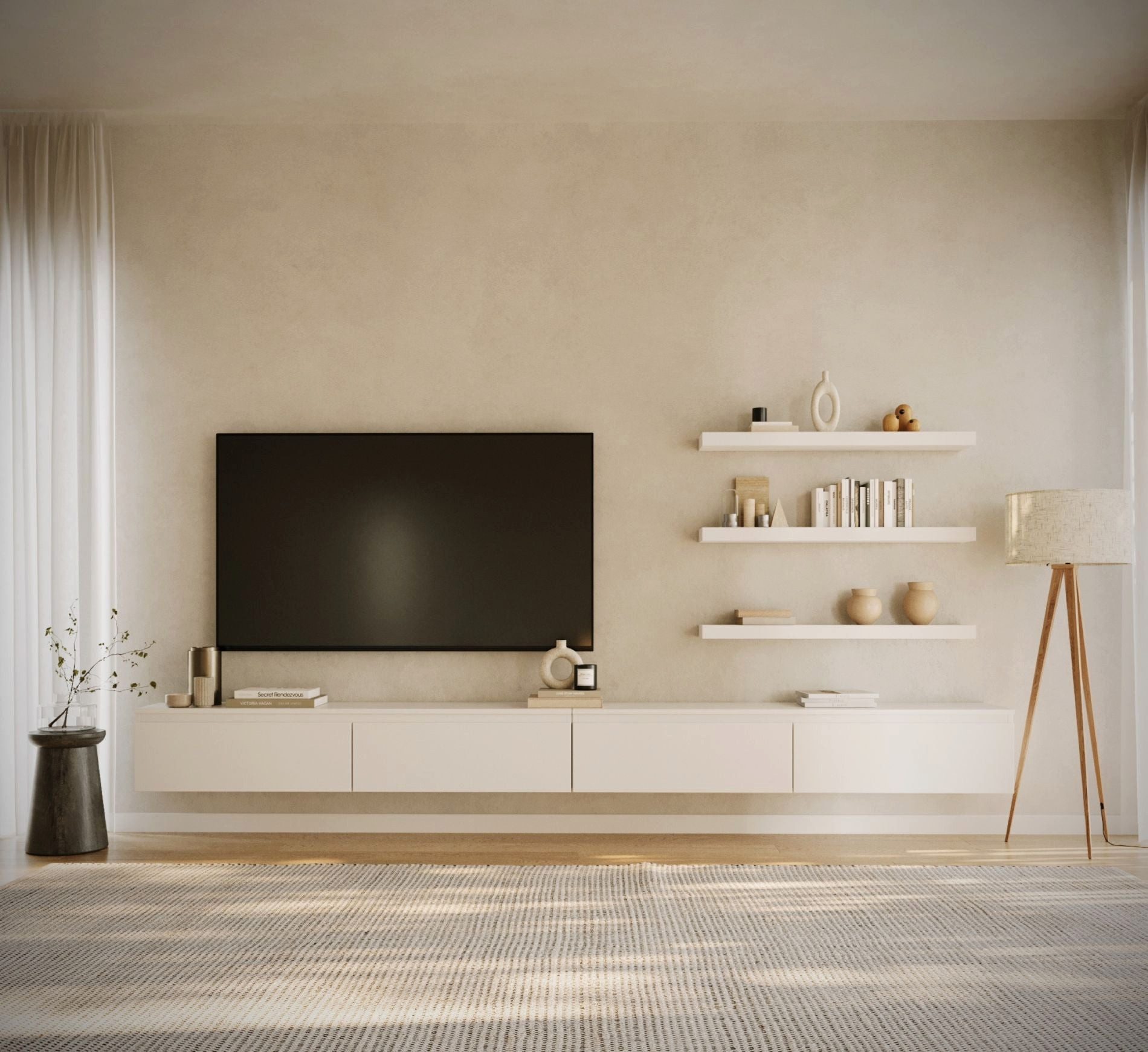 Selsey TV-Schrank BEMMI Hängendes TV-Board mit vier Klappen 300 cm