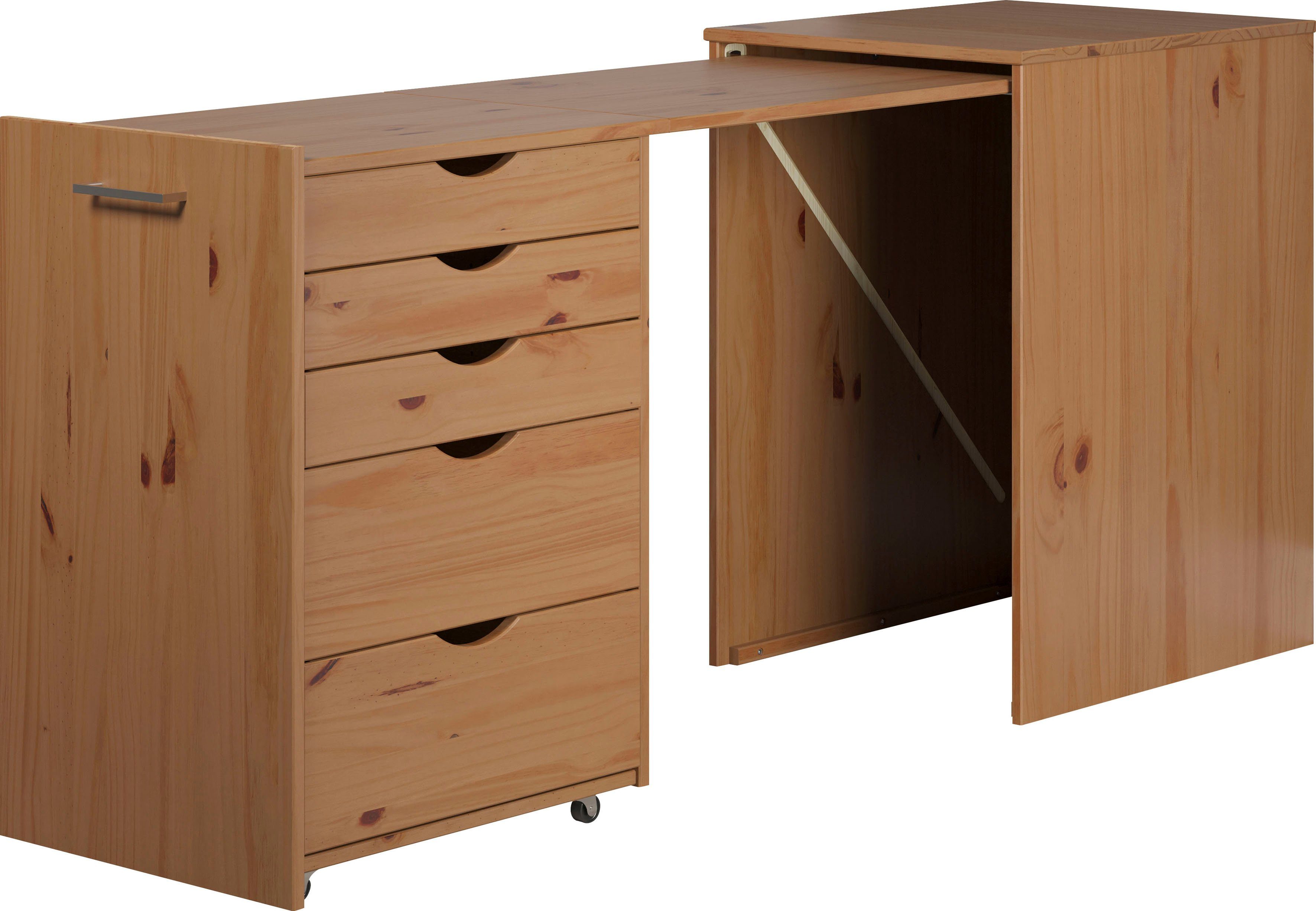 INTER-FURN Regal-Schreibtisch Voltera (1-St), kleiner Massivholz Schreibtis günstig online kaufen