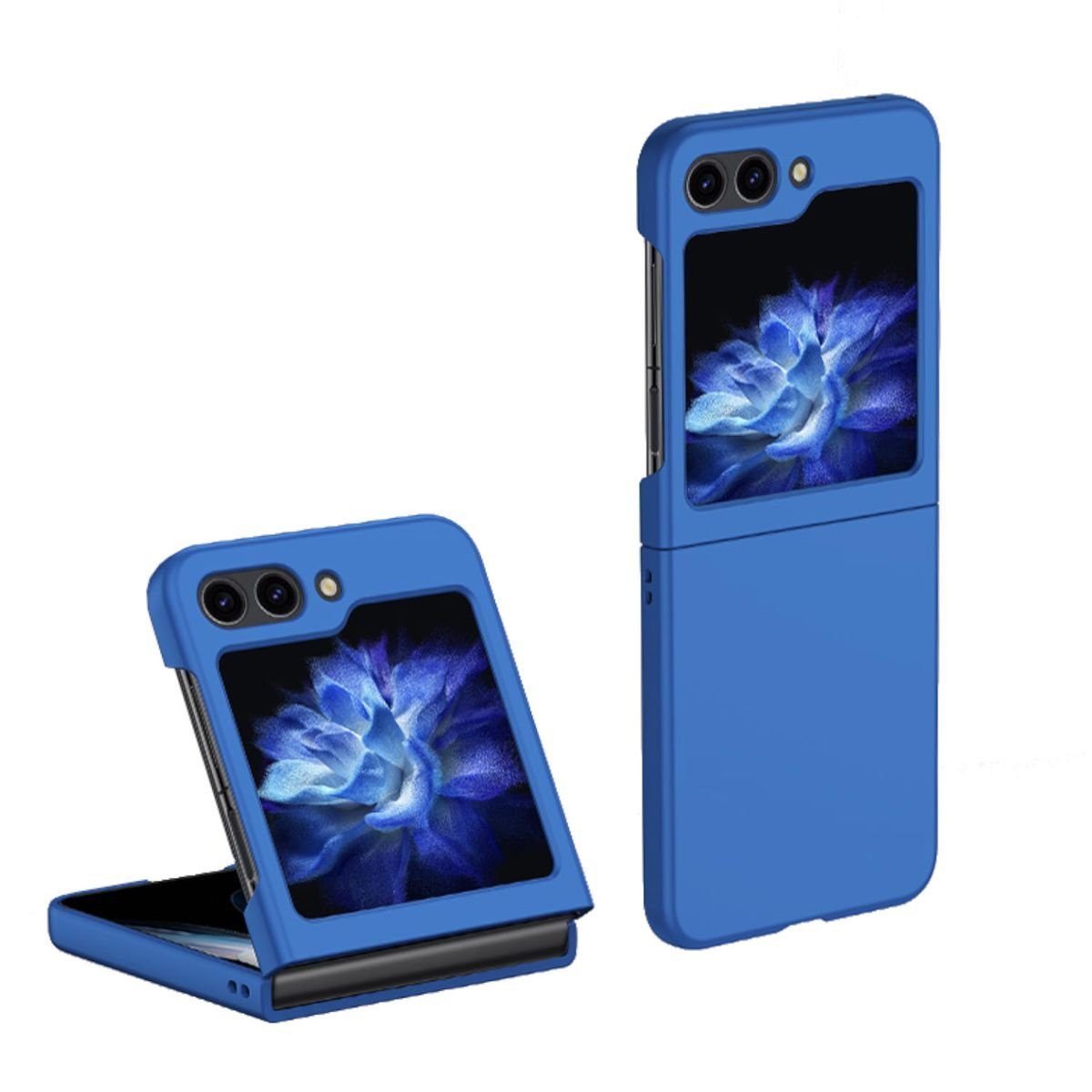 Wigento Handyhülle Für Samsung Galaxy Z Flip5 Skin Dunkelblau Schutz Case Handy Tasche