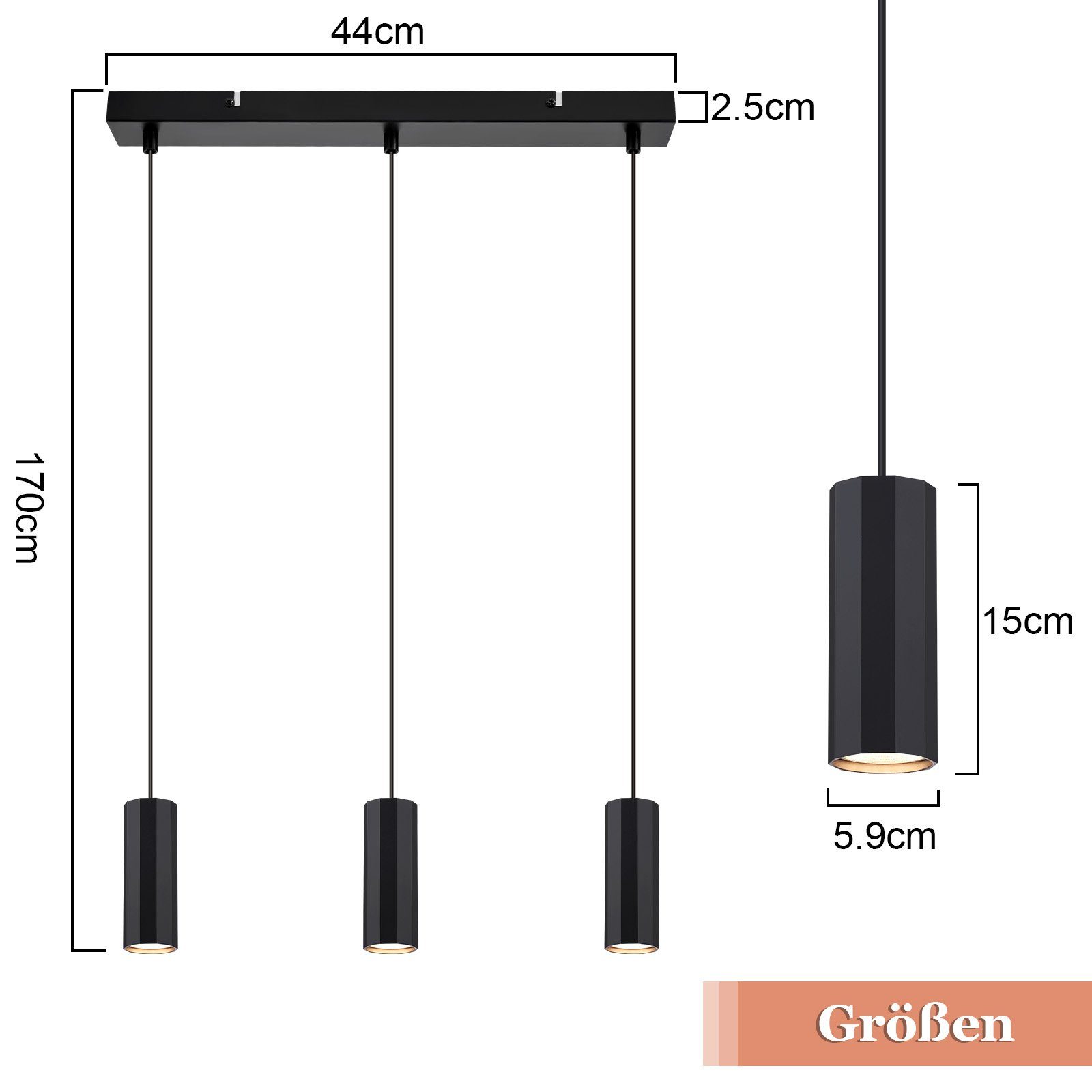 ZMH Pendelleuchte Modern Esstisch Schwarz 3 günstig online kaufen