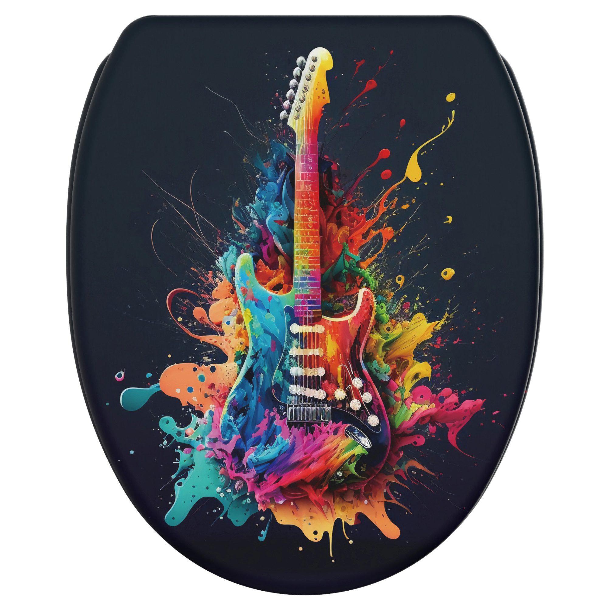 Sanilo WC-Sitz Guitar mit Absenkautomatik & Quick Release, hochwertig, abnehmbar, leichte Montage von oben, mit Schraubenzieher