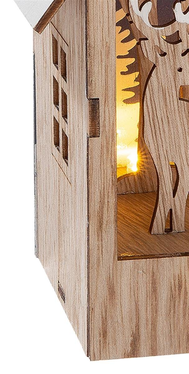 Weihnachtsfigur Waldszene dekojohnson 3D Deko-Haus 19cm mit Waldmotiv Holzbild