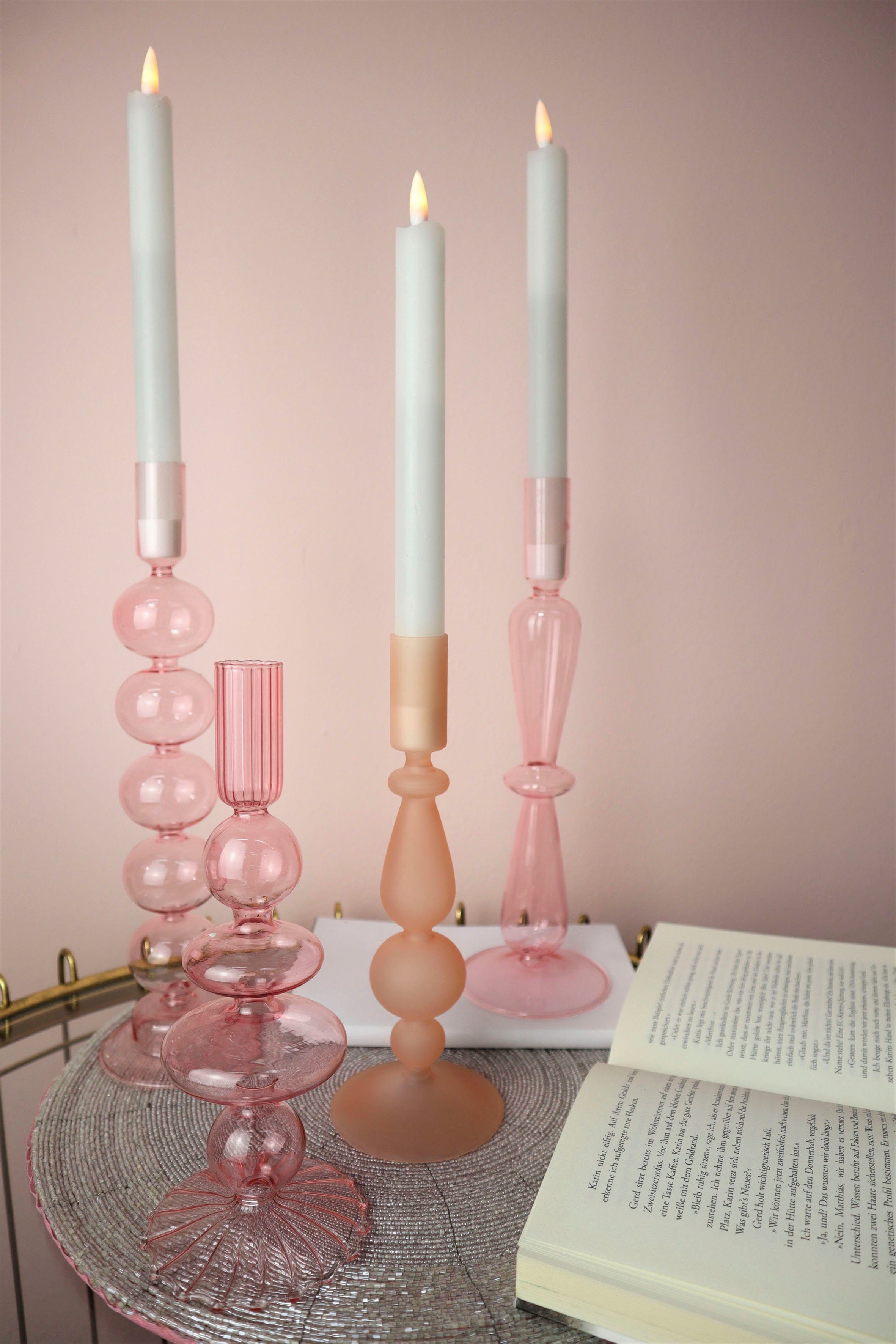 AM Design Kerzenleuchter Stabkerzenhalter aus Glas (Set, 2 St), Höhe ca. 30  cm
