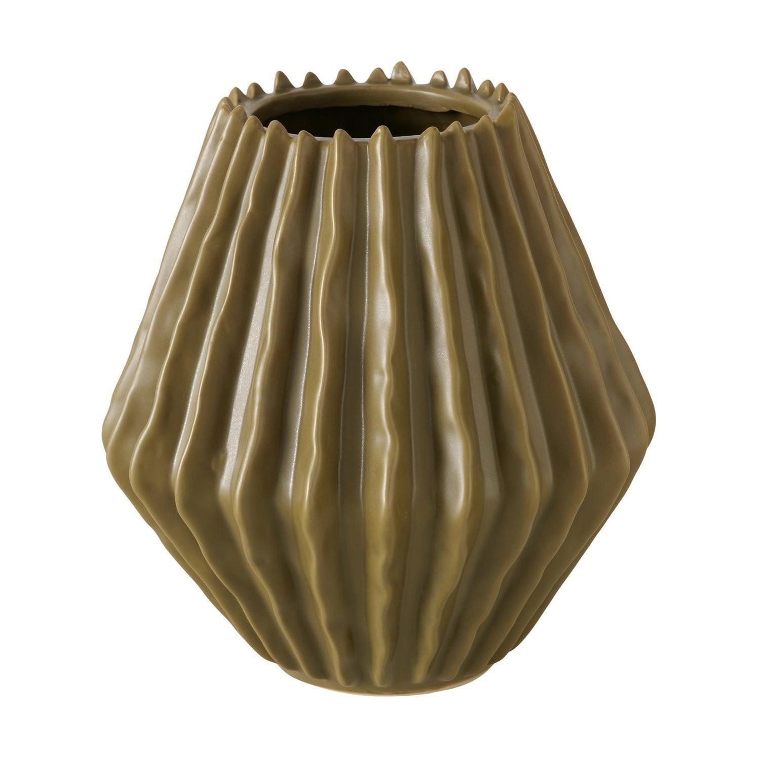 BOLTZE GRUPPE GmbH Dekovase PLISSEO, Ø 19,5 x H 20 cm, Grün, matt (1 St), aus Steinzeug, mit plissierter Oberfläche