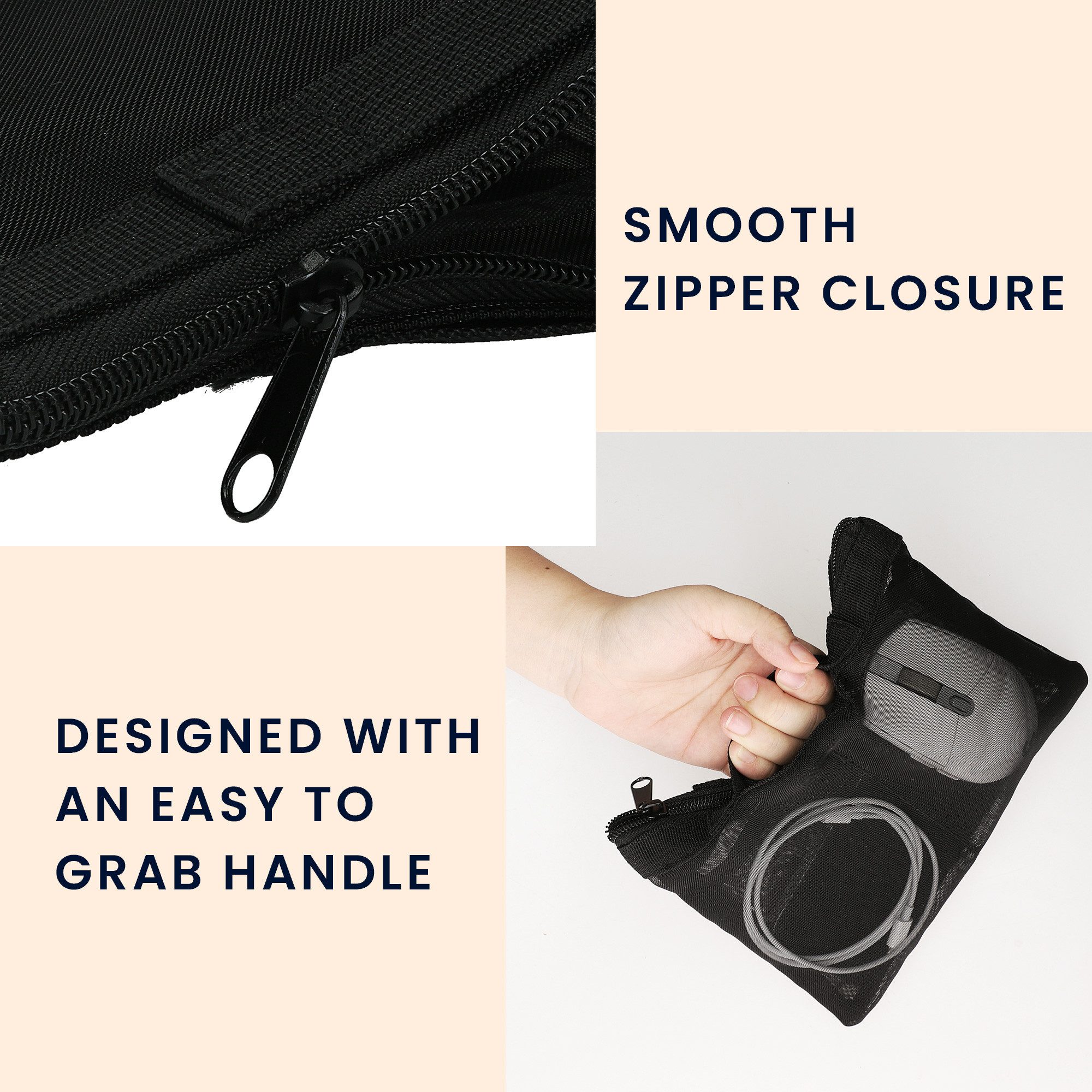 kwmobile Kopfhörer-Schutzhülle Reise Organizer aus Mesh Zubehör Organizer Meshtasche, Handy Kabel Power Bank Festplatten Ladegerät Reißverschlusstasche