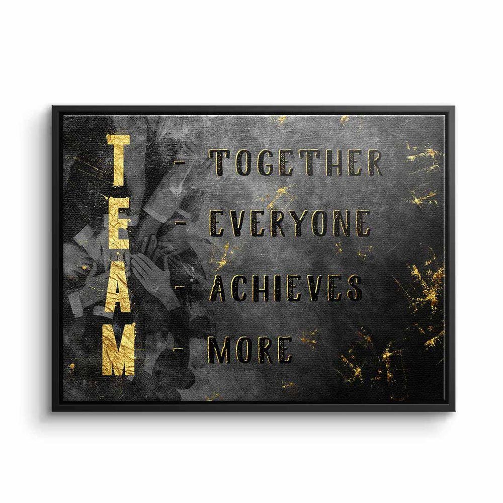 DOTCOMCANVAS® Leinwandbild, Leinwandbild Team definition together everyone achieves more zusammen schwarzer Rahmen