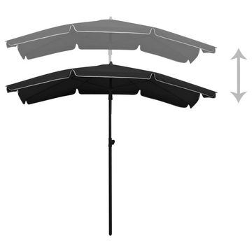 vidaXL Balkonsichtschutz Sonnenschirm mit Mast 200x130 cm Schwarz