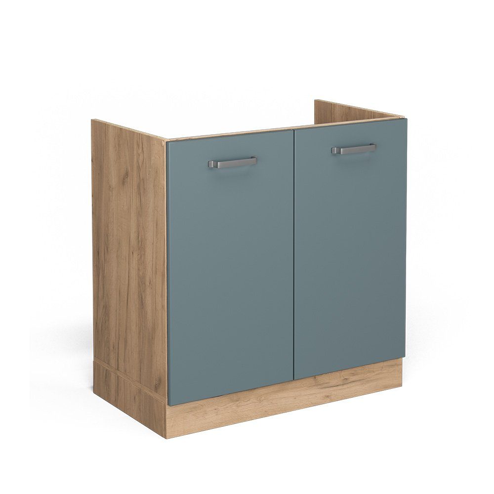 Vicco Unterschrank R-Line, Blau-Grau/Goldkraft Eiche, 80 cm ohne Arbeitsplatte (1-St)