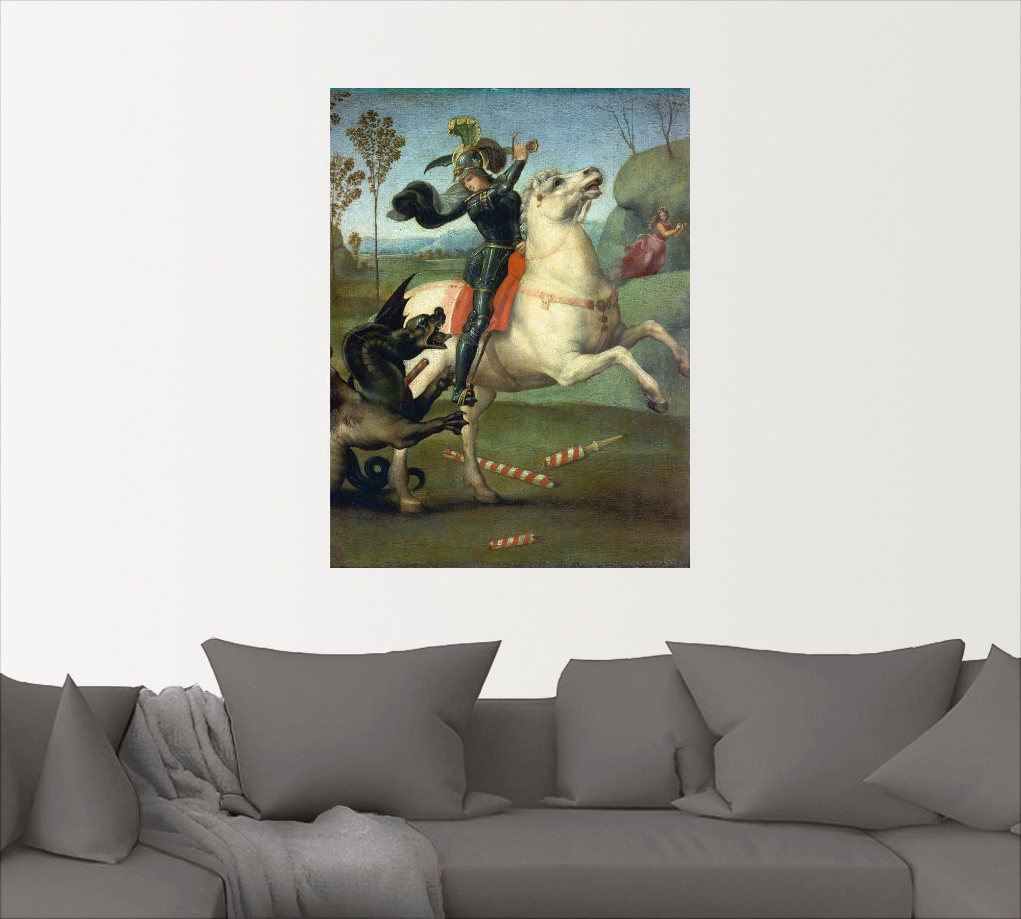 Wandbild dem Artland mit Der als St), versch. Poster Wandaufkleber im (1 Mann Leinwandbild, hl.Georg in Drachen, Kampf oder Größen