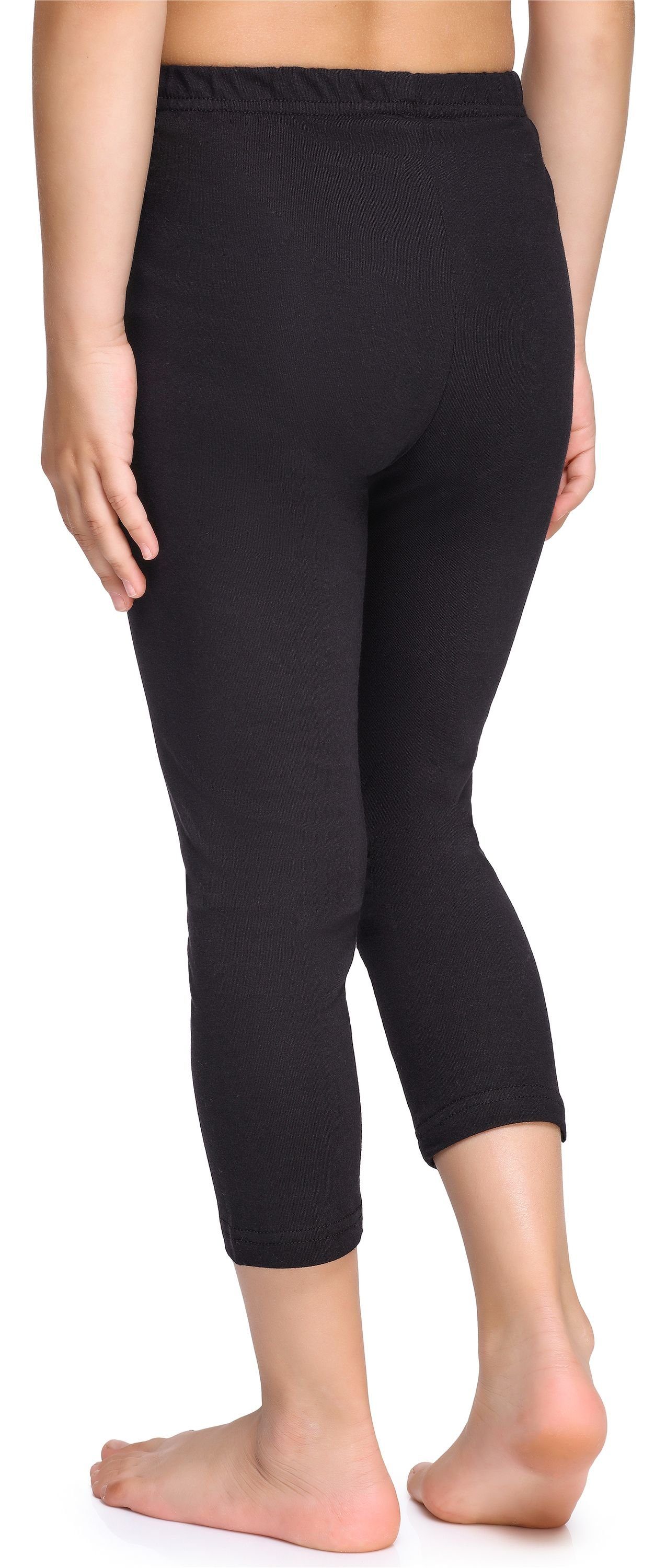 3/4 Schwarz (1-tlg) Leggings Mädchen Capri MS10-226 Bund Merry Style elastischer Leggings aus Baumwolle