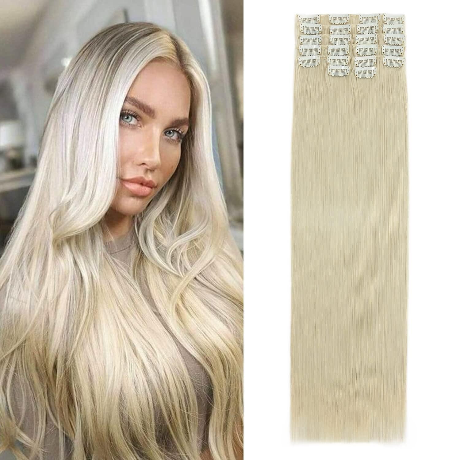 LuxusKollektion Kunsthaar-Extension Haarverlängerungen Clip Extensions 56 cm 12 Teile Synthetik #613C