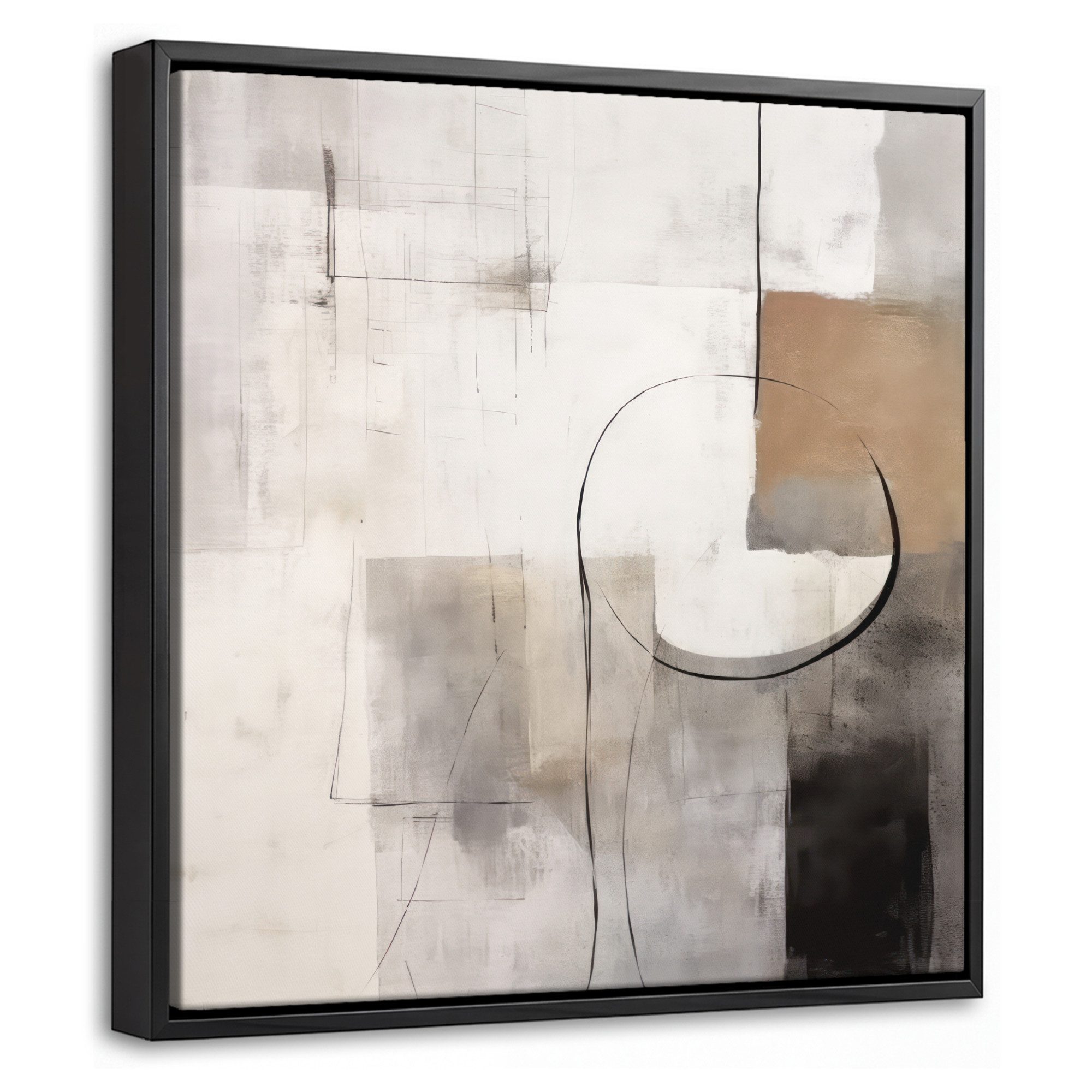 OneMillionCanvasses® Leinwandbild mit Rahmen - Abstrakte Kunst - Industriell - Weiß - Grau, Fotodruck (1 St), Leinwand Bilder Klein, Wand Dekoration Aesthetic 20x20cm