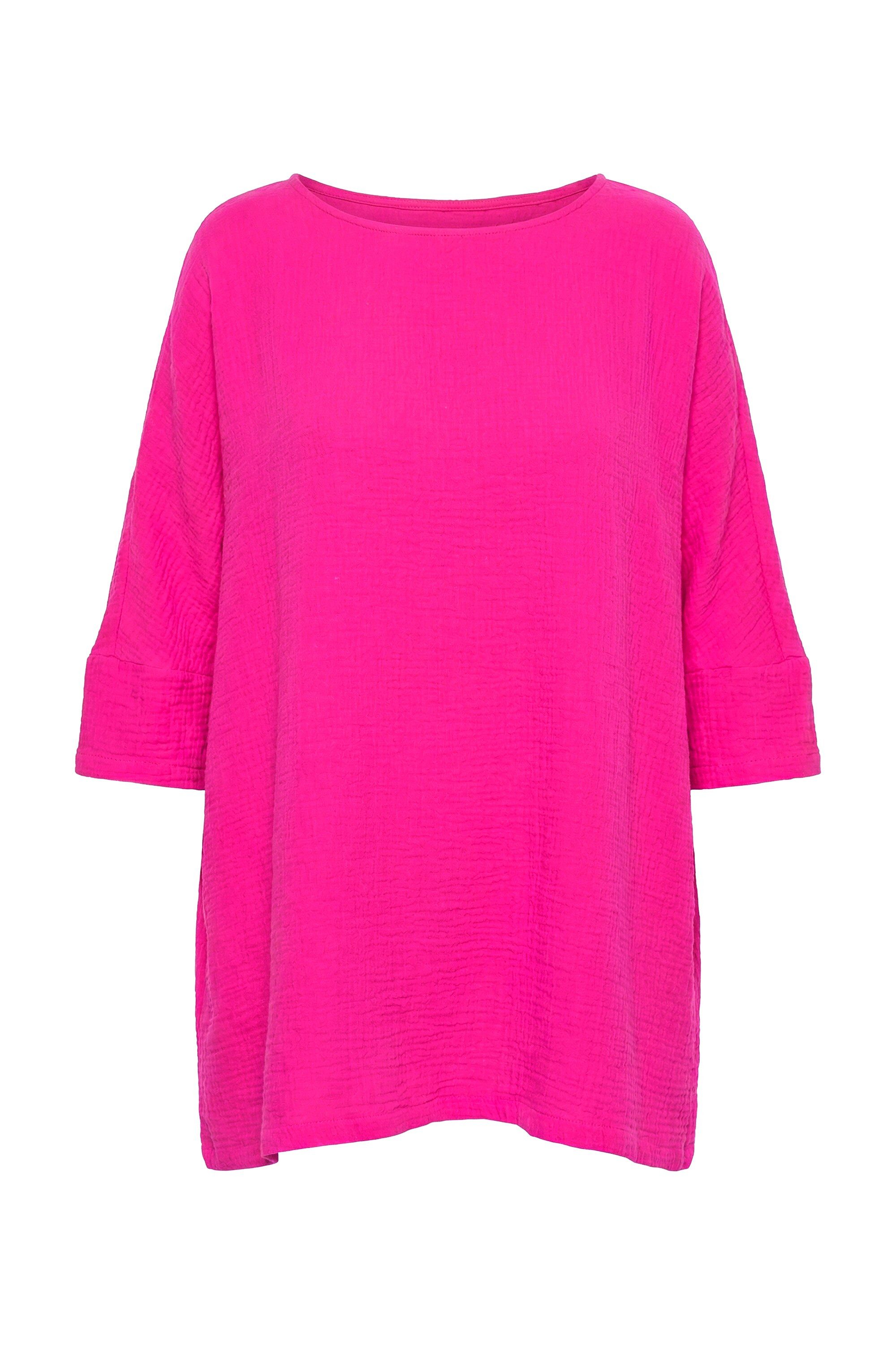 MIAMODA Longbluse Bluse oversized Musselin 3/4-Ärmel