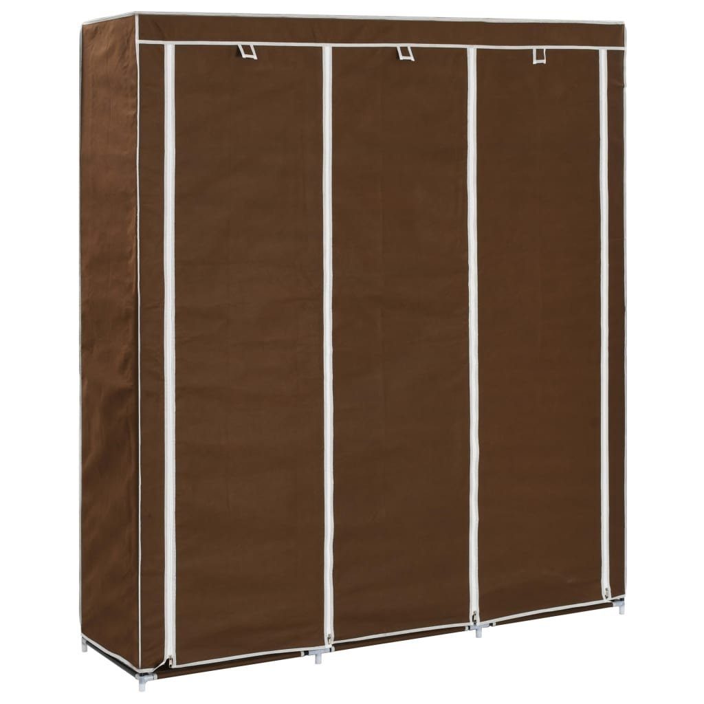 vidaXL Kleiderschrank Kleiderschrank mit Fächern und Stangen Braun 150x45x175cm Stoff (1-St)