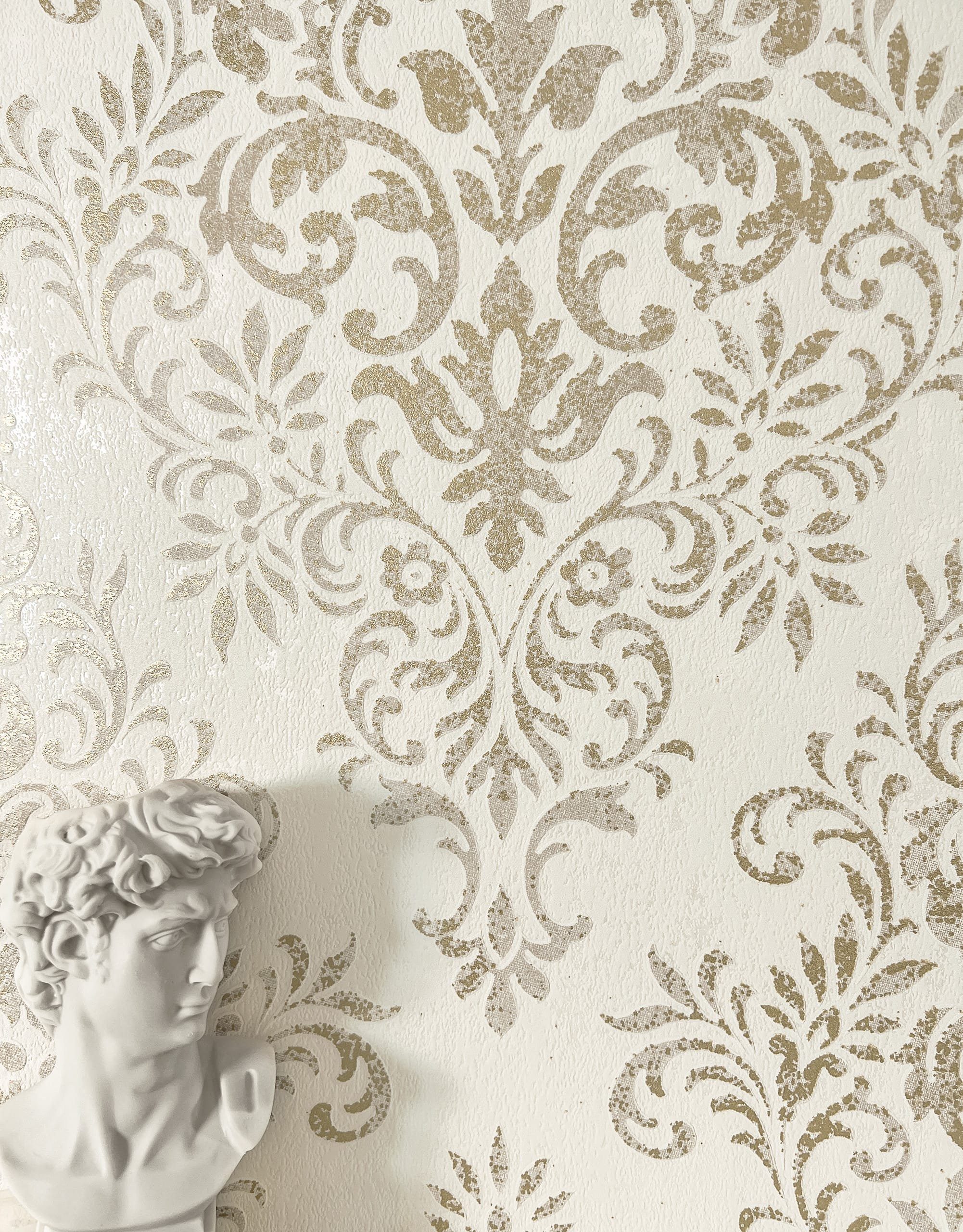 Newroom Vliestapete, Creme Tapete Vintage Ornamente - Barocktapete Mustertapete Gold Klassisch Leicht glänzend für Schlafzimmer Wohnzimmer Küche, Barocktapete, Mustertapete