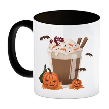 speecheese Tasse Pumpkin Spice Latte Kaffeebecher Schwarz für Halloween