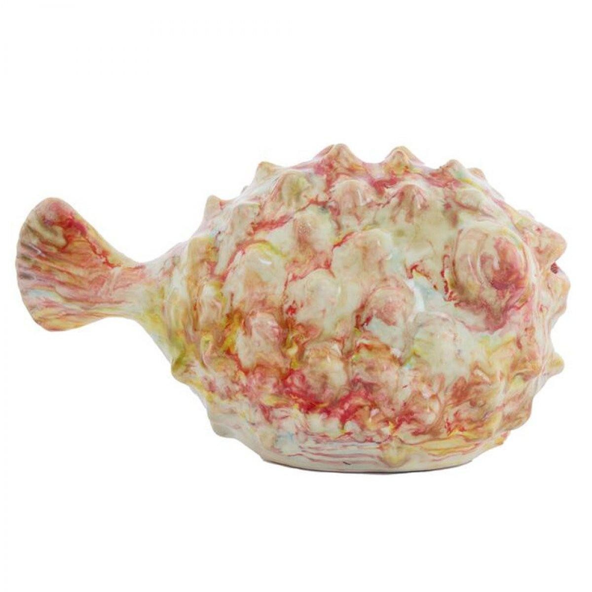 Light & Living Dekoobjekt Dekorationsobjekt Kugelfisch Creme Rot Gelb (20cm)