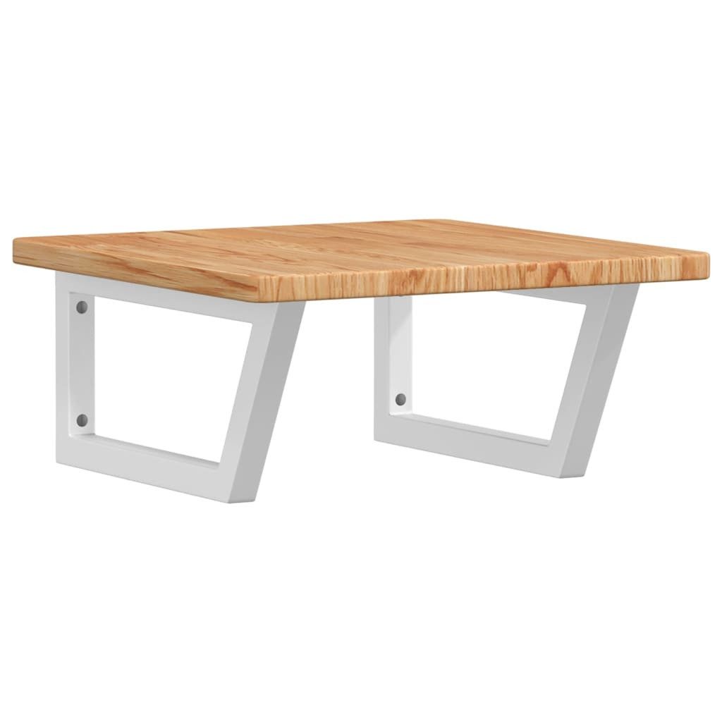 furnicato Waschtisch Waschtischplatte mit Halterung Stahl und Massivholz Eiche (1-St), Schwebendes Badregal mit Trapezform und Ablage für das Badezimmer