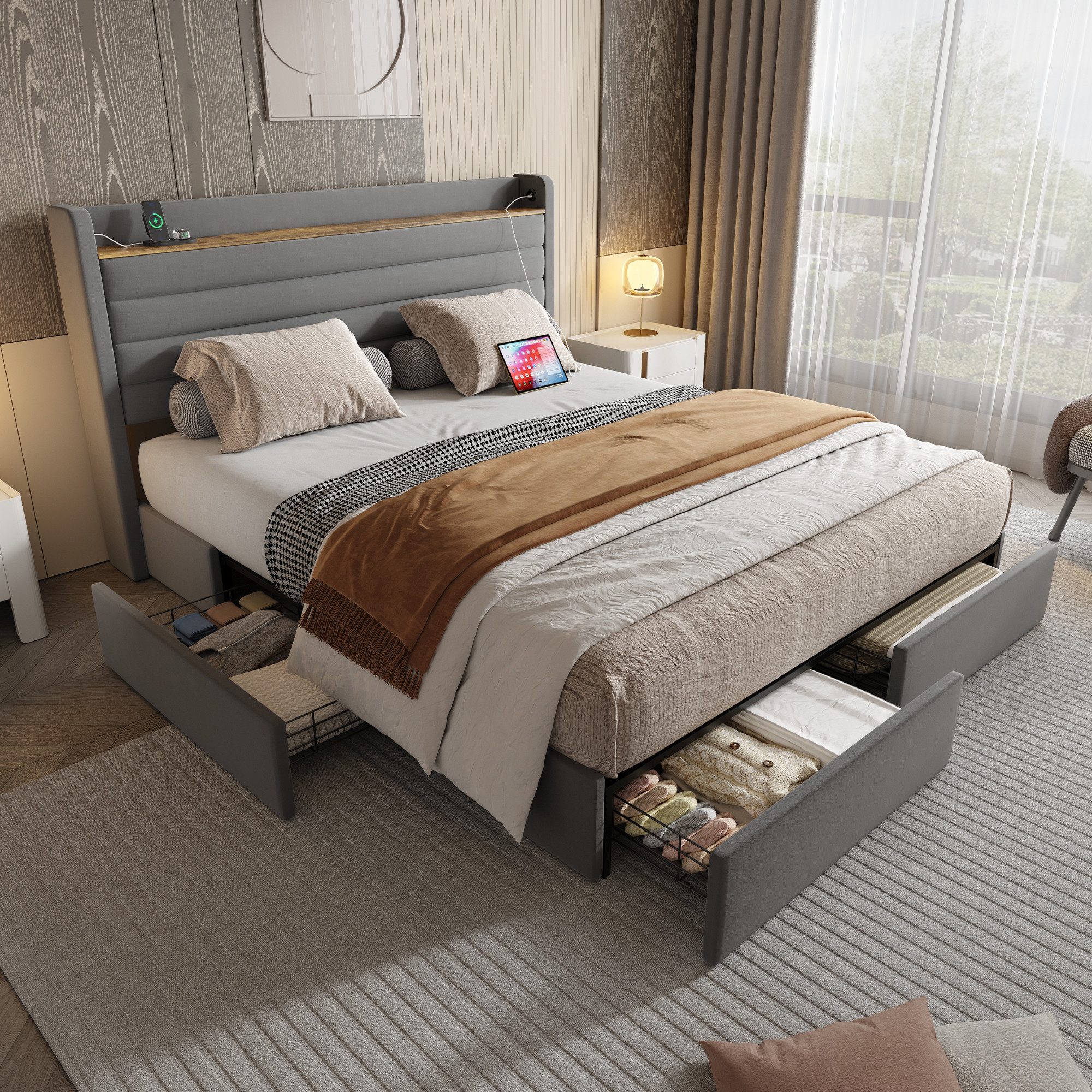 STILVORA Polsterbett Doppelbett 160x200 mit Stauraum günstig online kaufen
