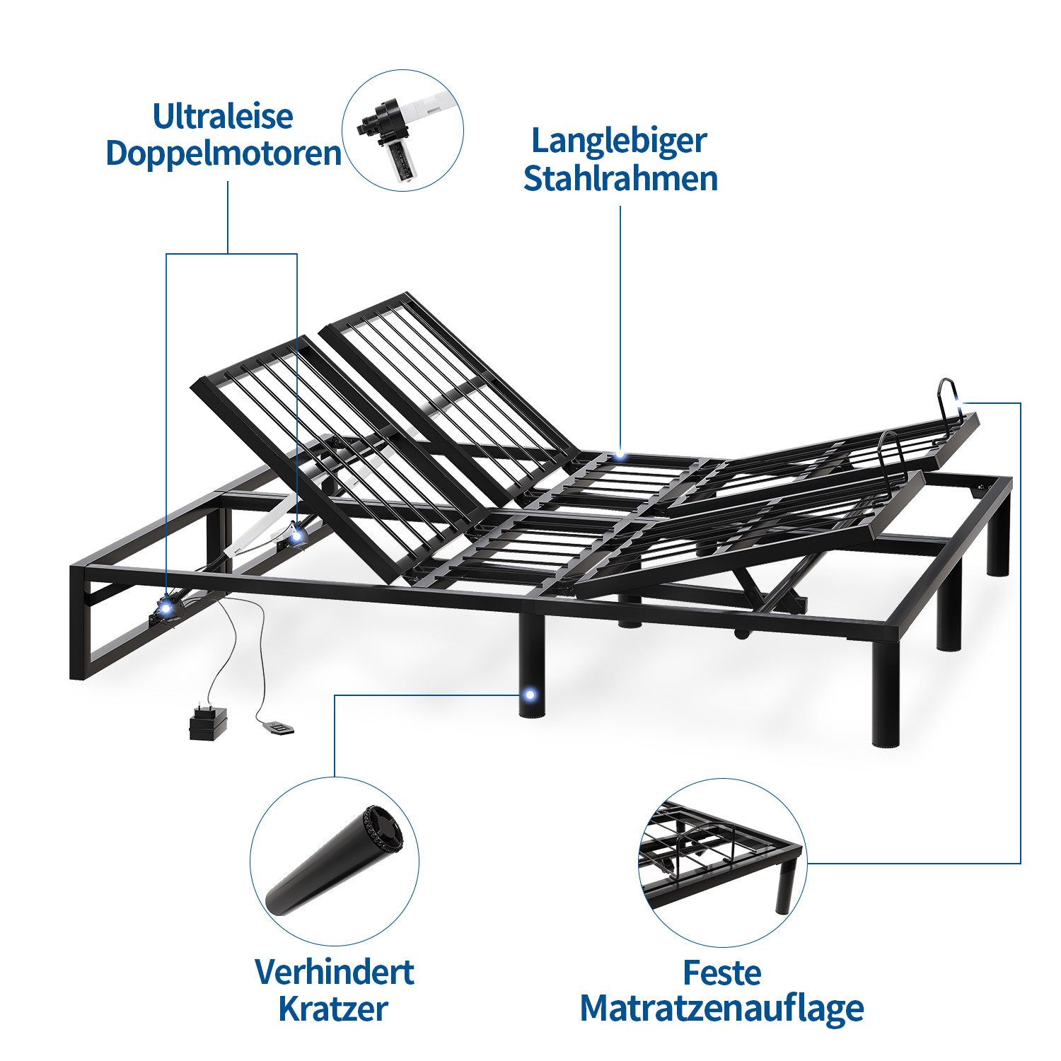 HOMALL Bettgestell Elektrisch verstellbarer Bettrahmenmit Fernbedienung günstig online kaufen