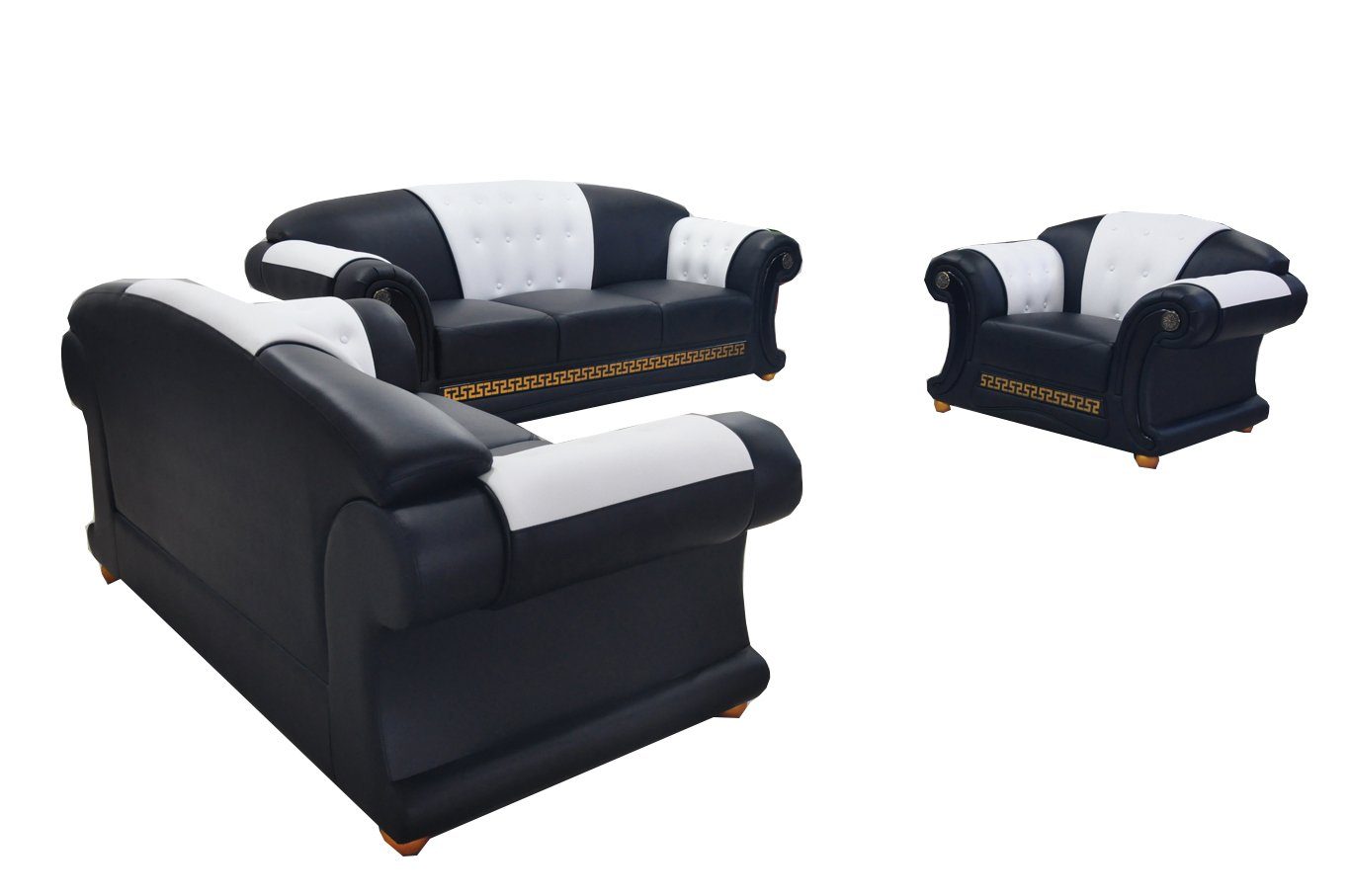 JVmoebel Luxus, Sofa Leder Couch Sofas Couchen Sofas Wohnlandschaft Garnitur 3+2+1 Couch Garnitur Sofa Sofa Polster Polster Leder 3+2+1