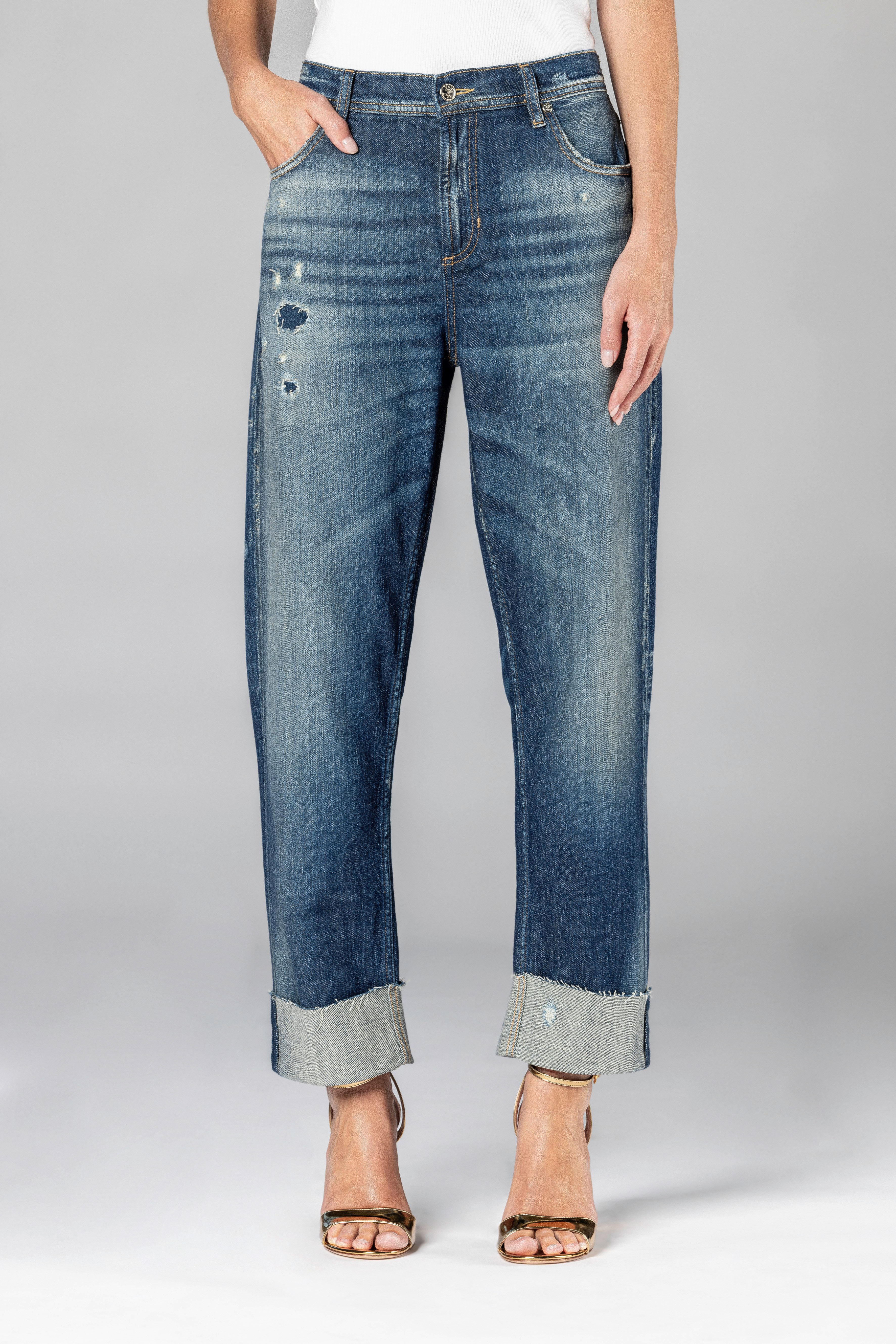 Joop Jeans Straight-Jeans Maike im Destroyed-Look, in leichtem Sommer-Denimstoff