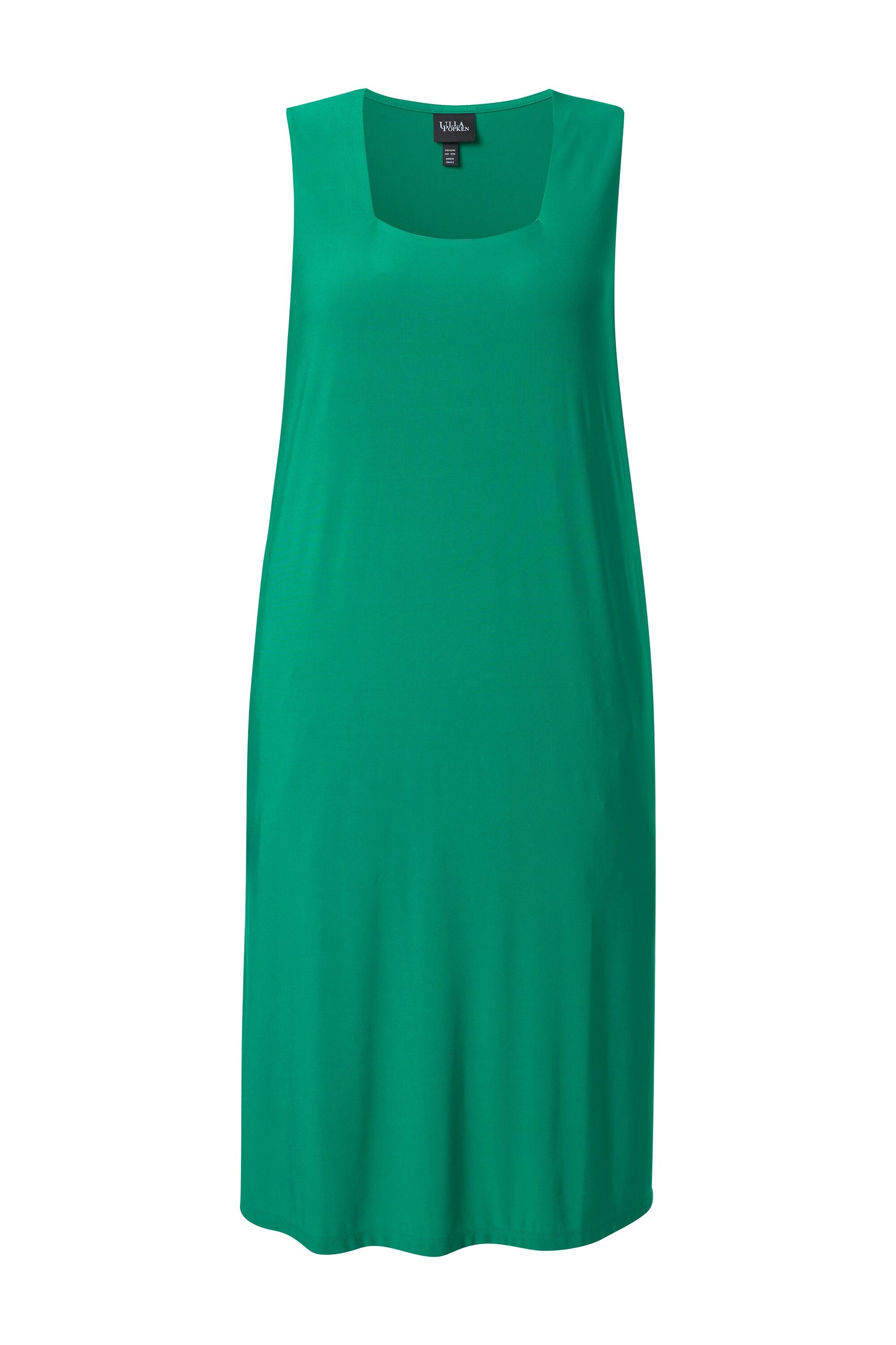 Ulla Popken Cocktailkleid Jerseykleid A-Linie Carré-Ausschnitt ärmellos