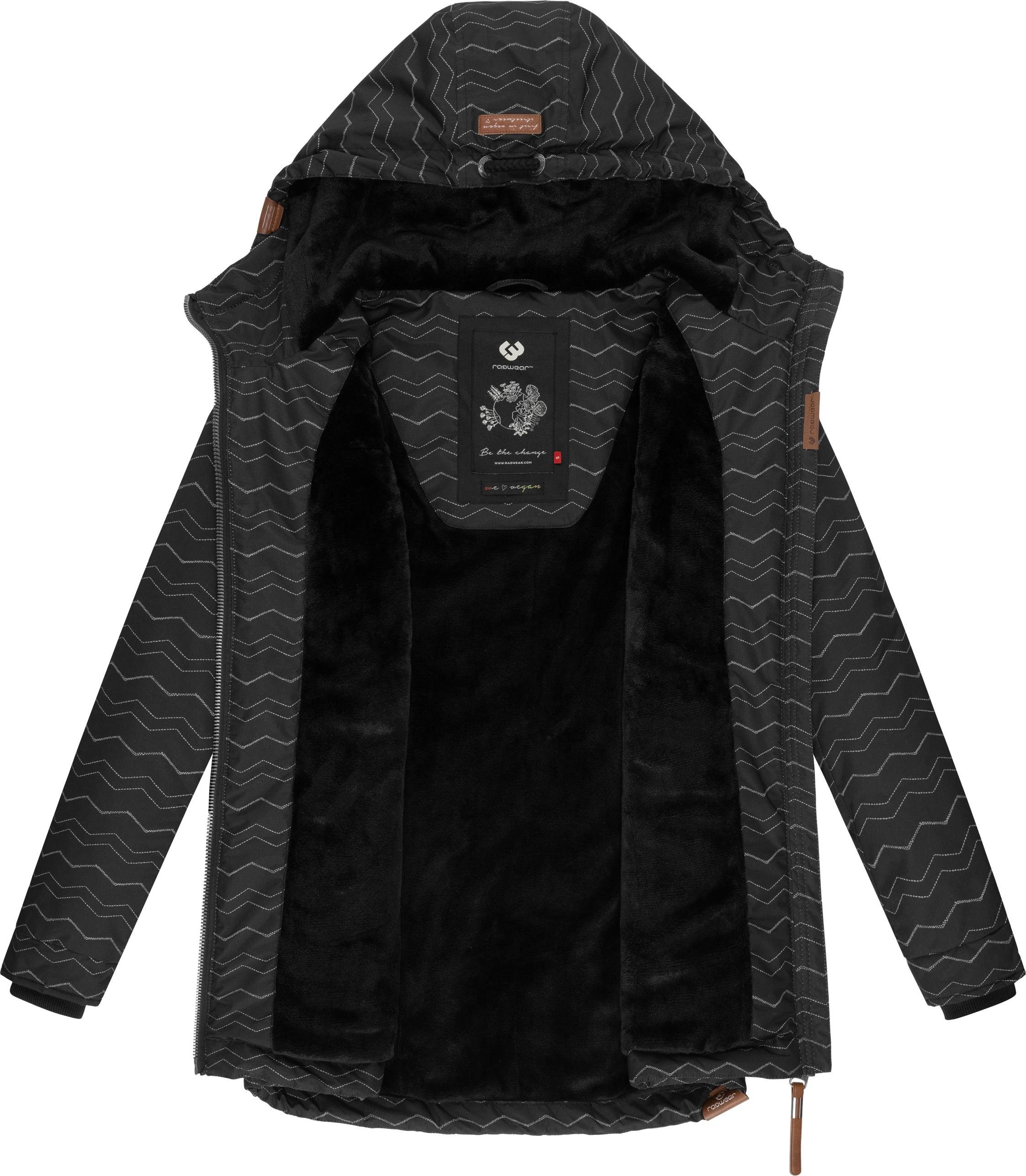 Ragwear Winterjacke Zuzka midnight Winterparka Teddyfleece mit stylischer Winter Innenfutter