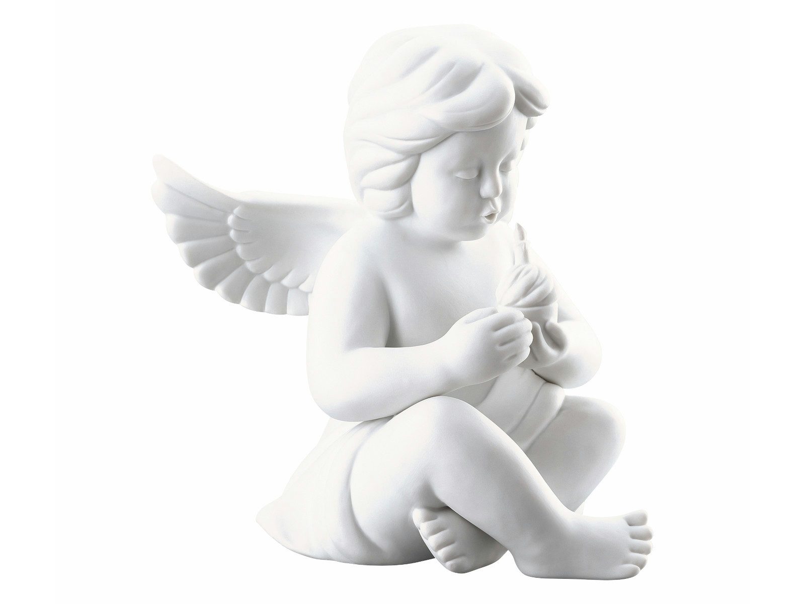 Rosenthal Dekofigur Engel gross weiss matt m. Geburtstagskuchen 14cm, Figuren