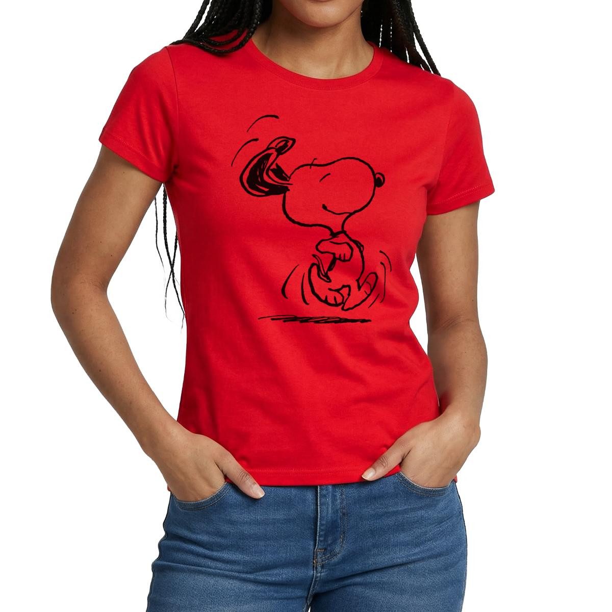 Spreadshirt T-Shirt Peanuts Snoopy Happy Frauen T-Shirt (1-tlg) Slim Fit, fällt klein aus
